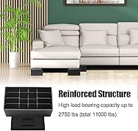 Vista 4 de Elevadores de cama de 5 pulgadas, elevadores de marco de cama extra anchos de gran tamaño, elevadores de sofá resistentes de 11000 libras