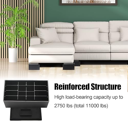 Miniatura 4 de Elevadores de cama de 5 pulgadas, elevadores de marco de cama extra anchos de gran tamaño, elevadores de sofá resistentes de 11000 libras,