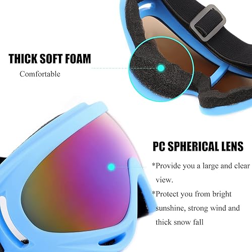 Miniatura 4 de Yidomto Gafas de esquí, paquete de 3 gafas de snowboard para niños, niñas, jóvenes, hombres y mujeres