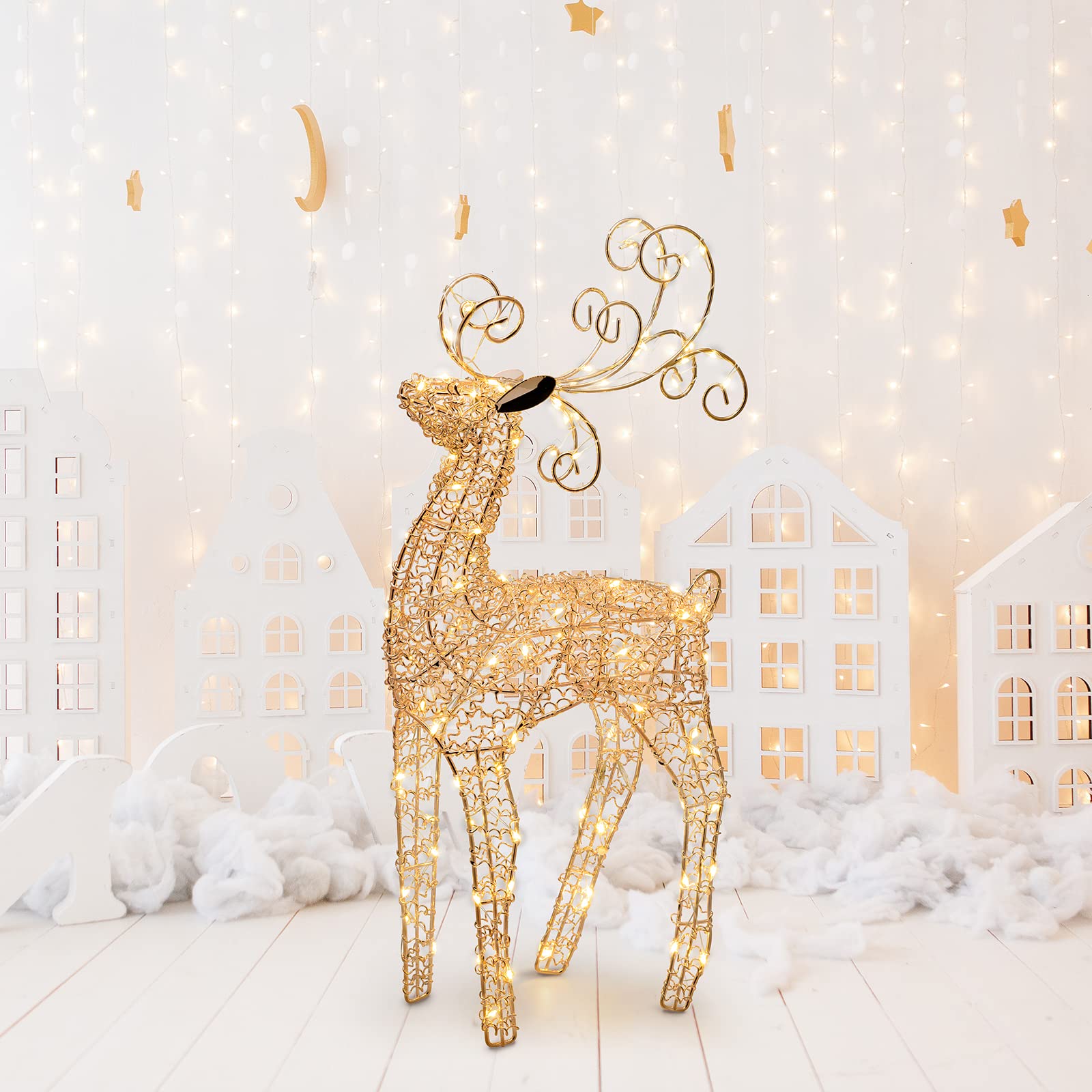Magie di Natale Renna tridimensionale luminosa decorazione natalizia filo di rame con micro led luce calda addobbo natale