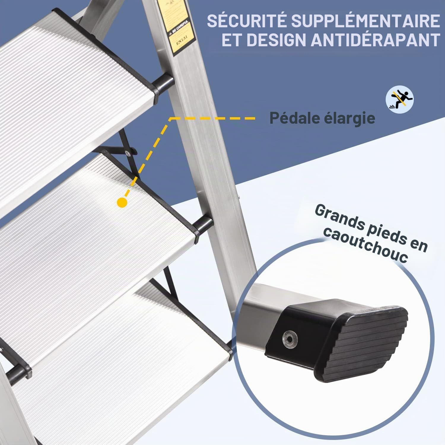 XinSunho Escabeau 5 Marches en Aluminium, Échelles Pliable avec Main Courante Extractible, Petit Escabeau Antidérapant Échelle Multifonctions pour la Maison et Le Bureau, Capacité 150 KG
