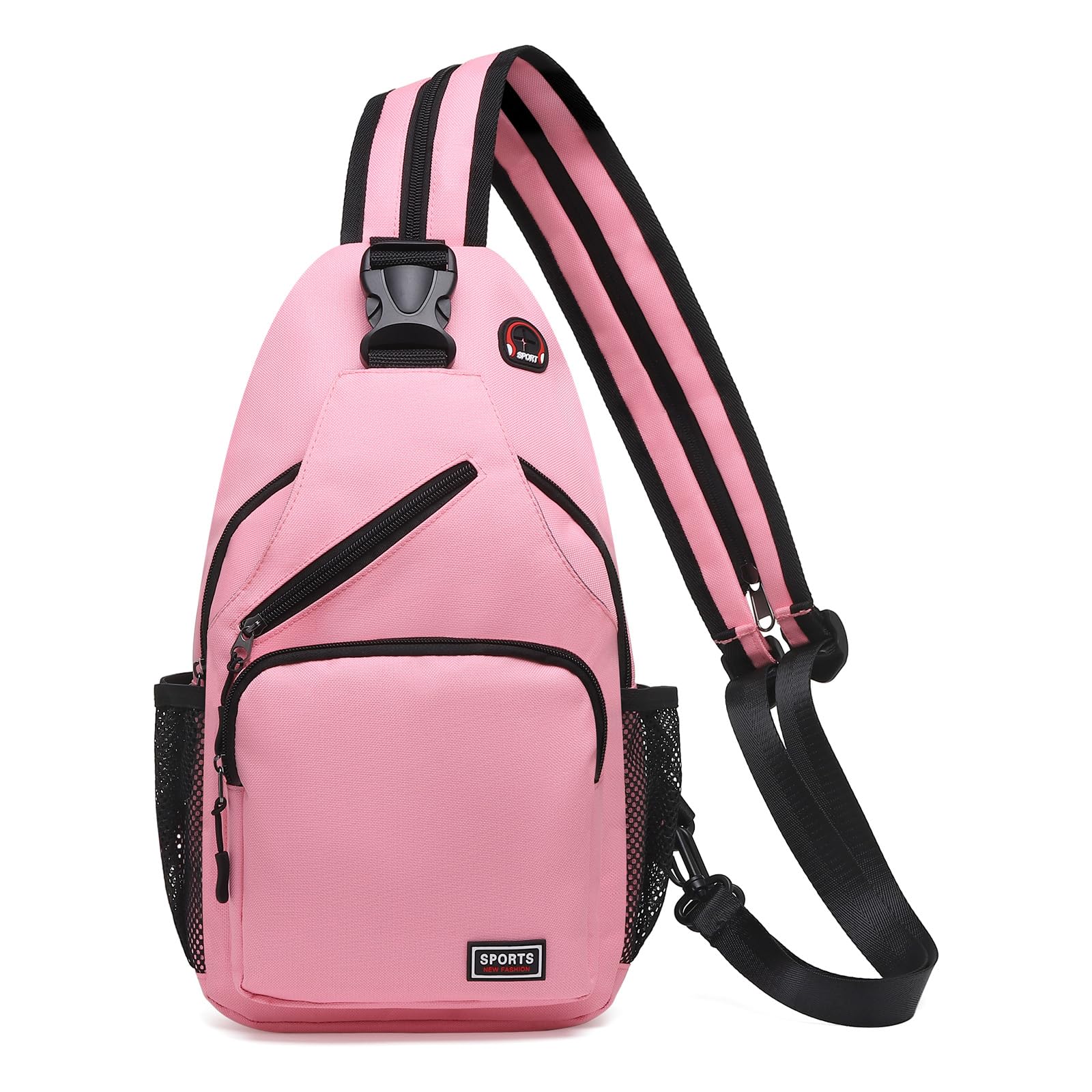 SUIKIHUM Convertible Sling Bag Crossbody Backpack, 11" Tablet Bags with Headphone Jack Shoulder Bag Casual Pack for Women Men Hiking Travel (Pink)