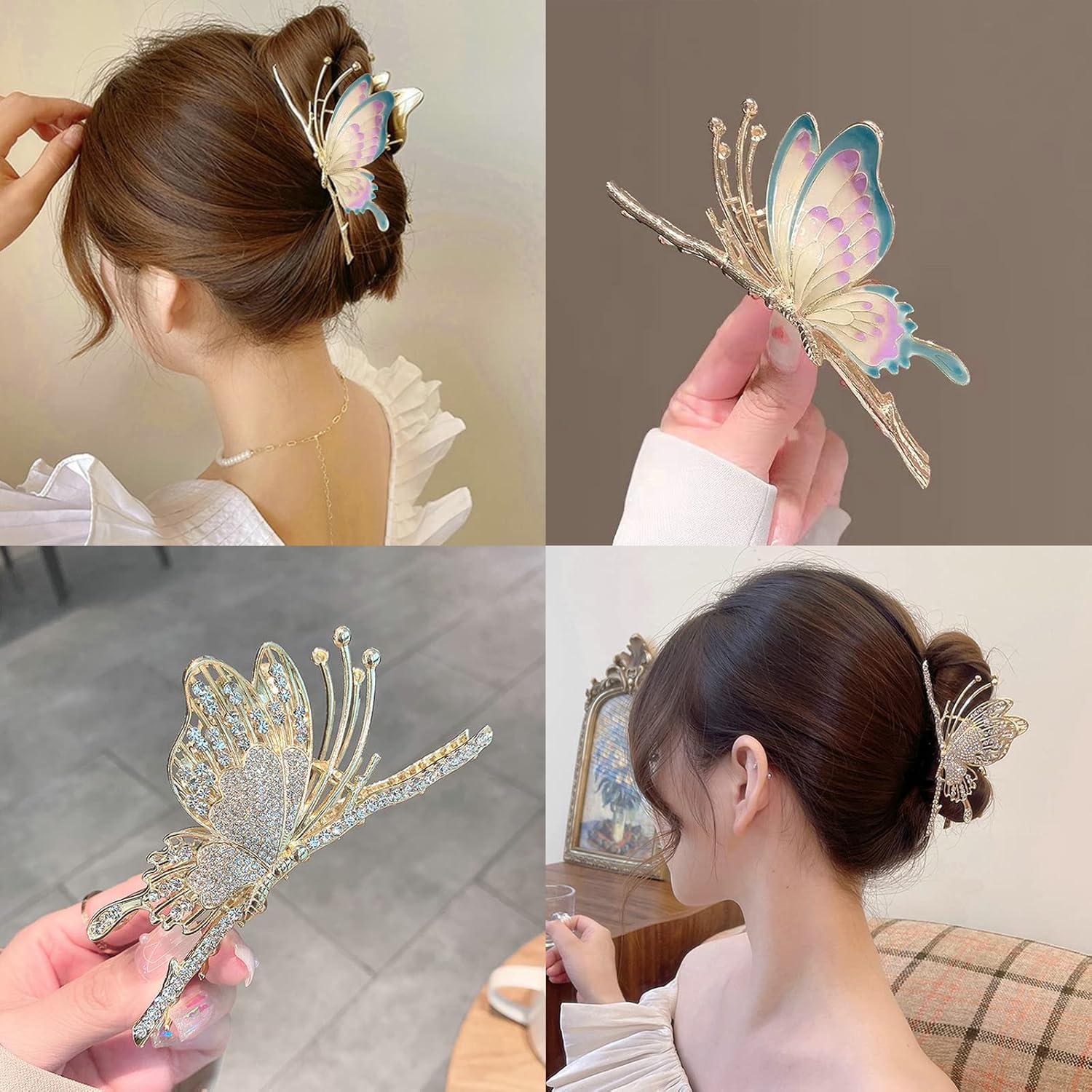 6 Pcs Hair Claw Clips for Women, Large Strong Metal Butterfly Hair Clips Flower Hair Clips for Women Thick Hair - Image 4