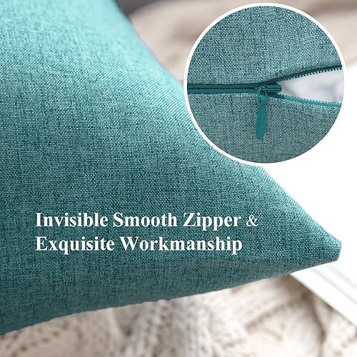 Miniatura 3 de MIULEE Paquete de 2 fundas de almohada decorativas para exteriores, sólidas, impermeables, de lino sintético, para jardín, granja, costero, para