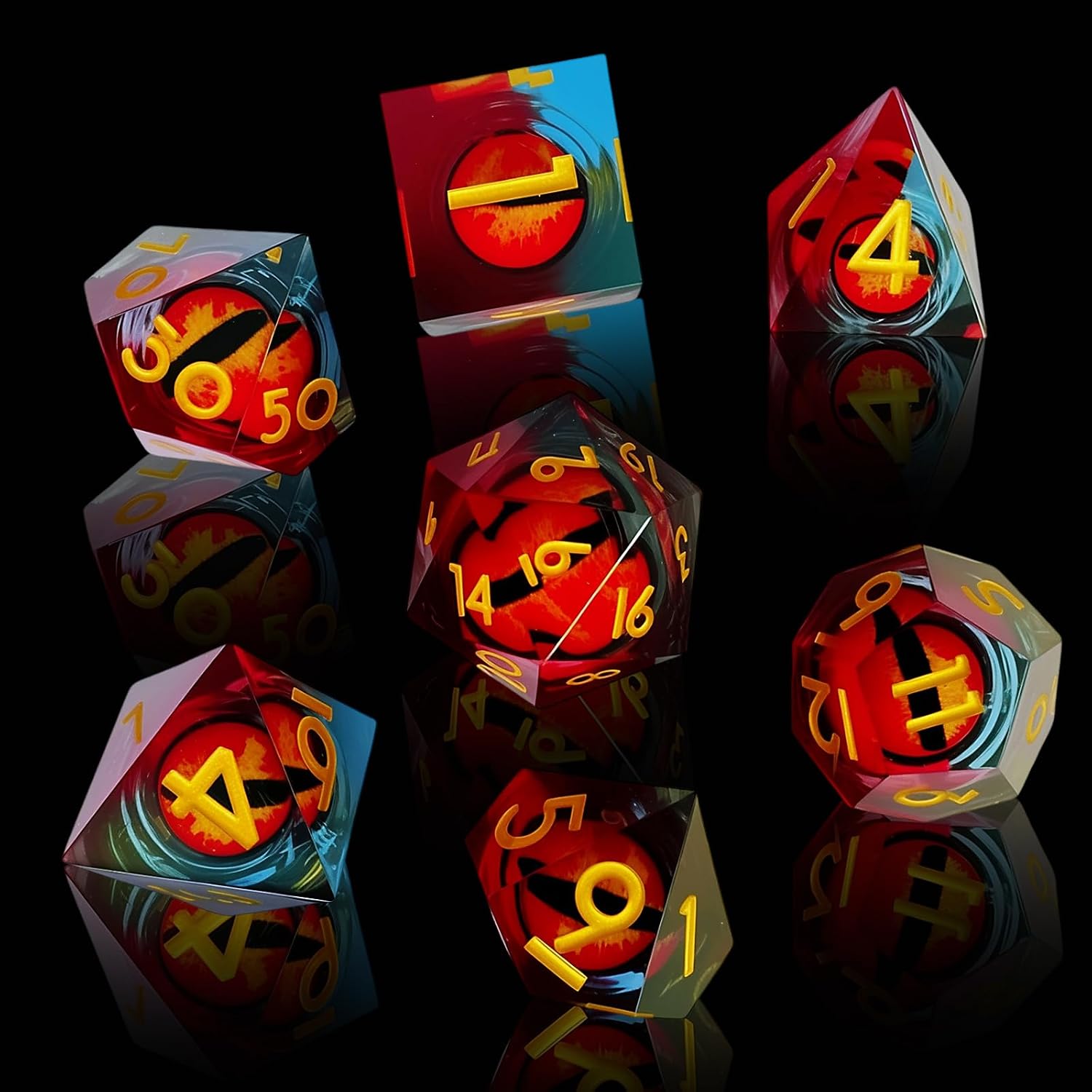 LURICO DND Dice Set Dragon Eye 7-Piece Polyhedral with Gift Box