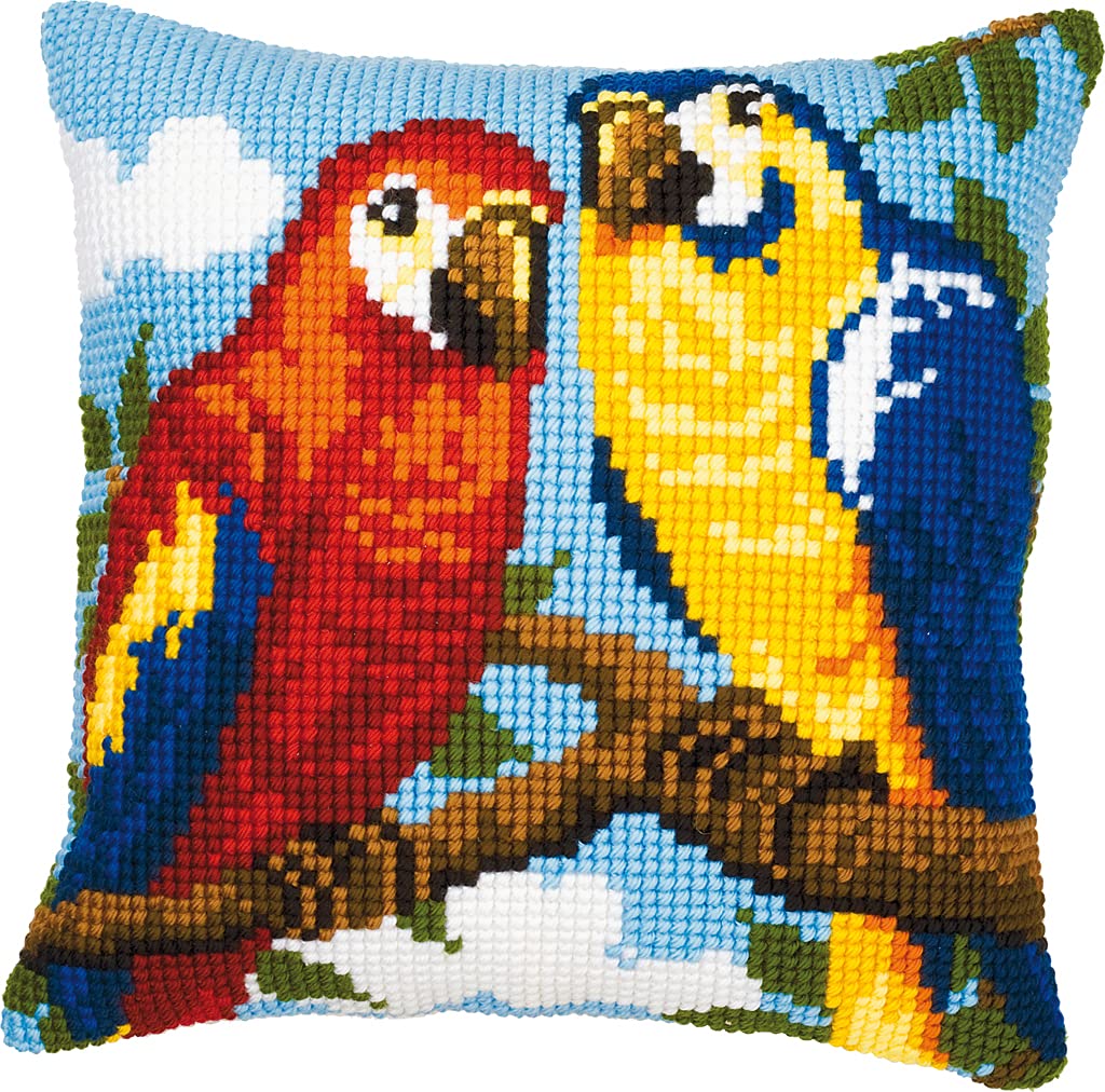 Vervaco Cross Stitch Cushion Kit Parrots