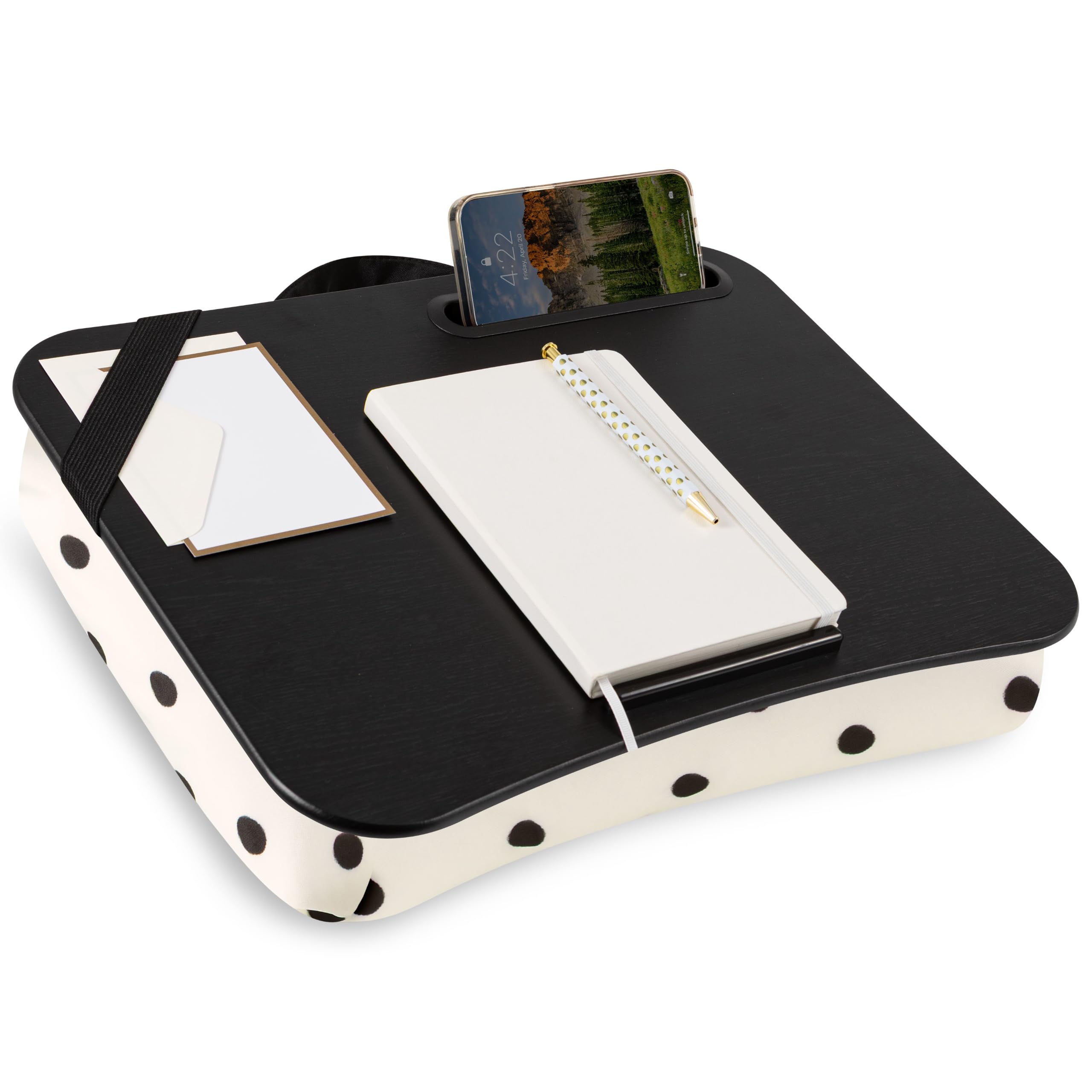 LAPGEAR Designer Lap Desk – Black Dots, Fits 15.6" Laptops