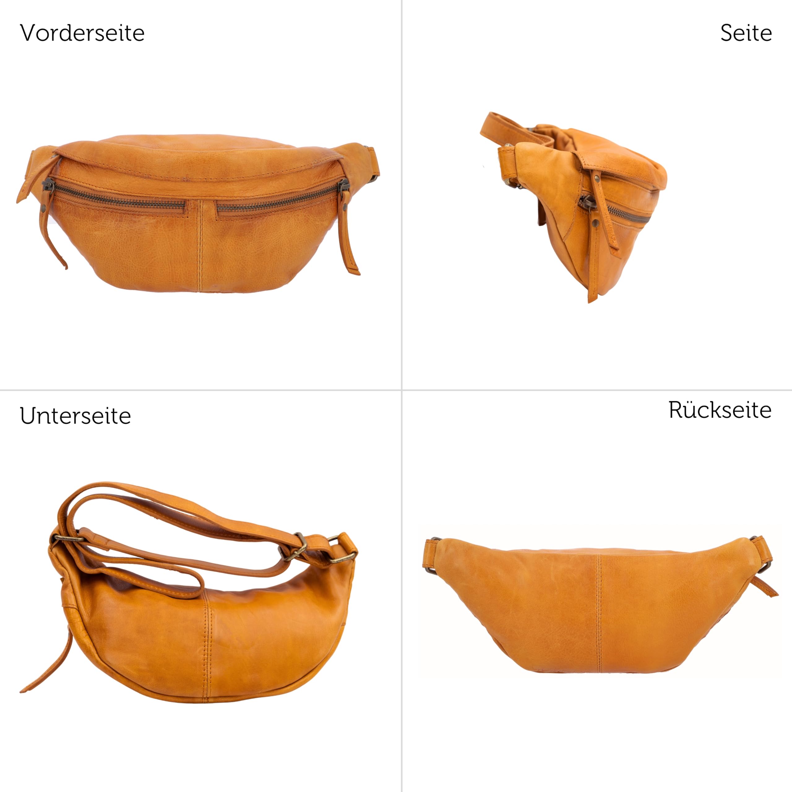 Gusti Gürteltasche Leder Acton – Bauchtasche Leder Damen & Herren im Vintage-Stil - Geräumige Hüfttasche Herren & Damen mit 3 Fächern