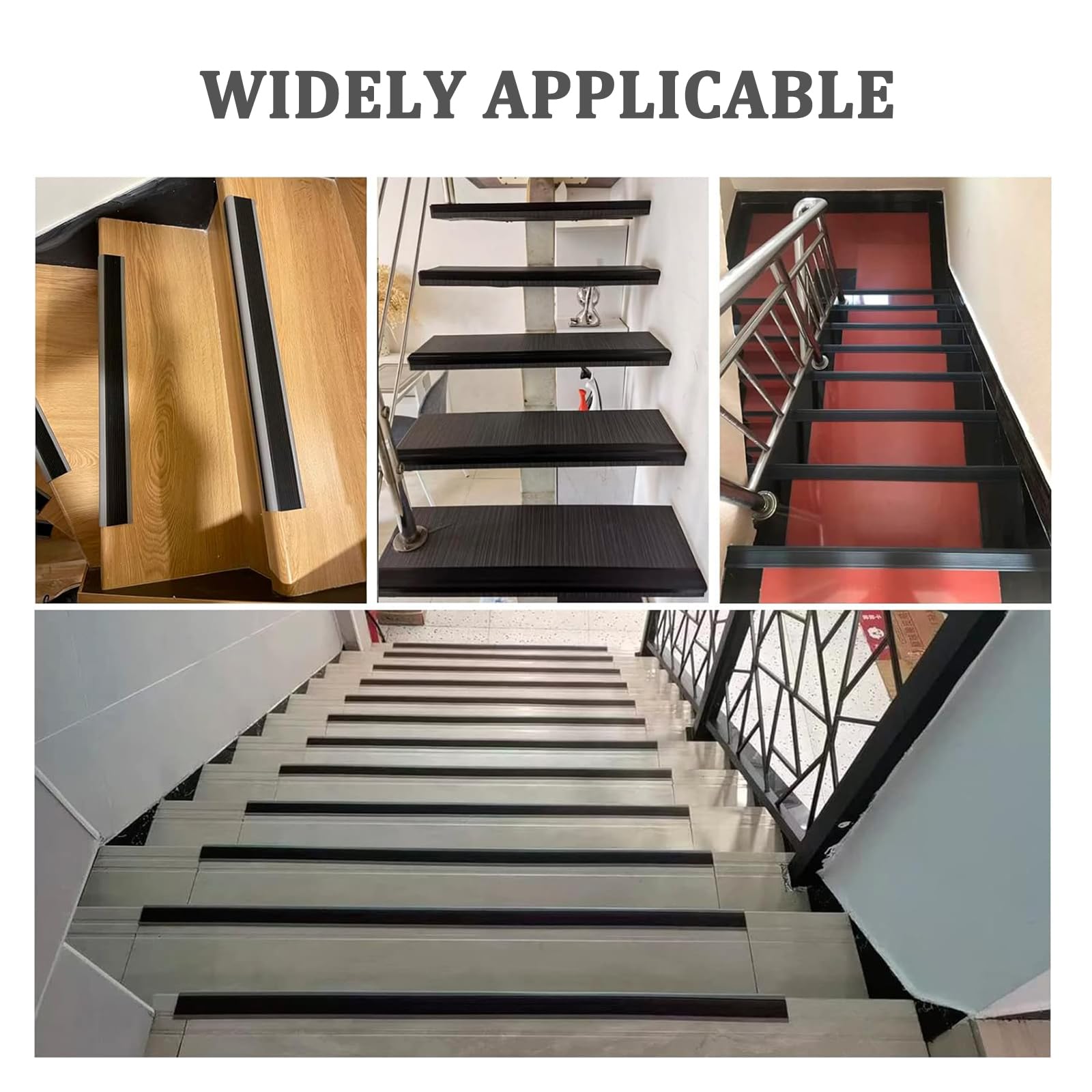 Perfil de borde de escalera autoadhesivo, autoadhesivo de borde para escaleras en Forma de L, Tiras antideslizantes para peldaños, Esquina para cantos (10 m)