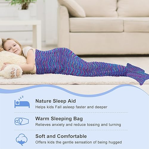 Miniatura 3 de DDMY- Cobija de cola de sirena para niños, adolescentes, adultos, cobijas de cola de sirena hechas a mano, tejido de crochet, para todas las