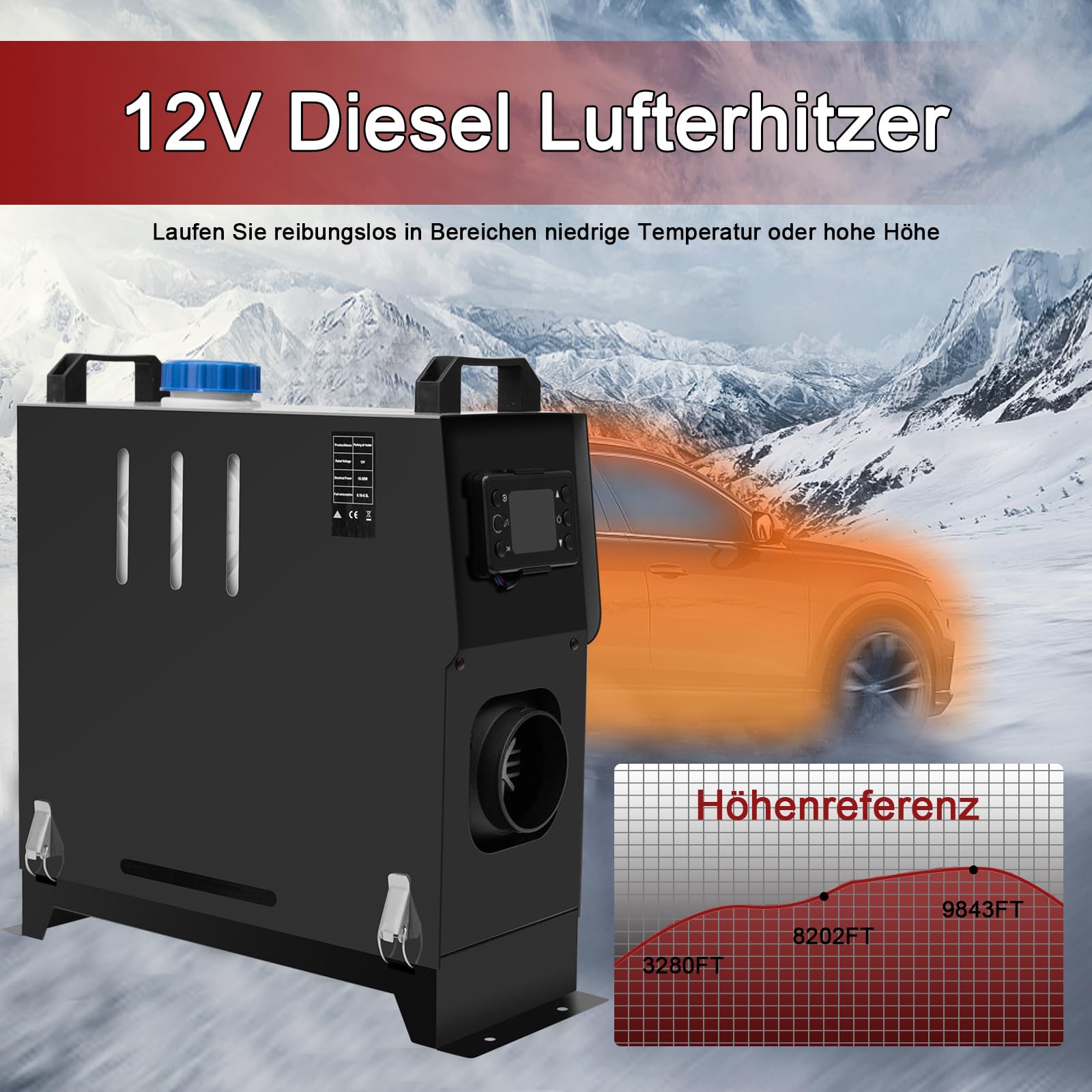 5KW-8KW Diesel Lufterhitzer, 12V Standhezung Diesel Luft Dieselheizung Energieeffizient, Leise mit Fernschalldämpfer und LCD Anzeige, Standheizung für Auto RV Boote LKW Wohnmobil Bus