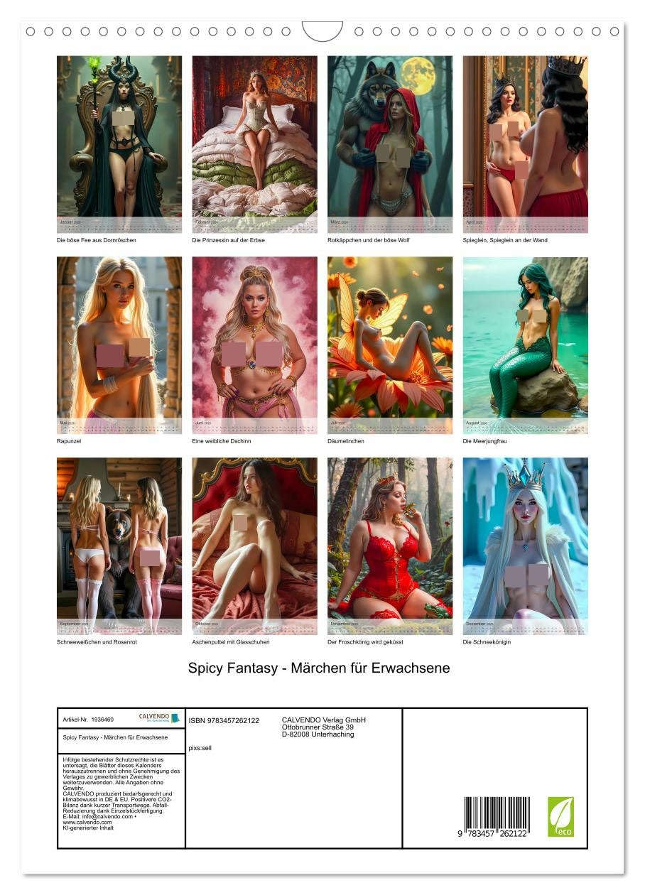 Spicy Fantasy - Märchen für Erwachsene (Wandkalender 2026 DIN A3 hoch), CALVENDO Monatskalender: Ein freizügiger Märchenkalender, der ikonische ... verspielt und verführerisch. (CALVENDO Orte)