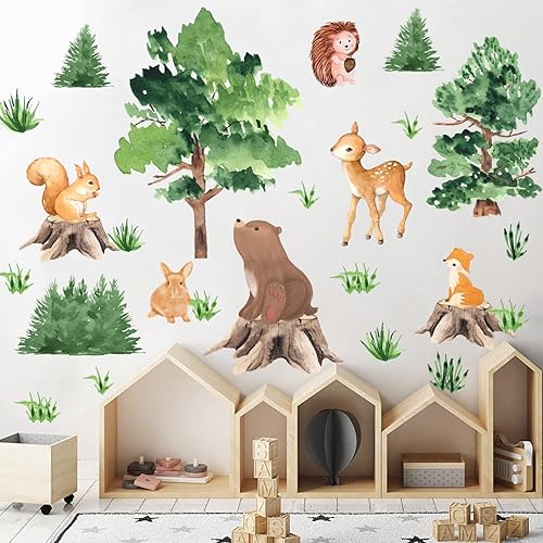 Miniatura 24 de Calcomanías de pared de animales de la selva, calcomanías de pared de animales del bosque, calcomanías de pared para bebés, niños y niñas