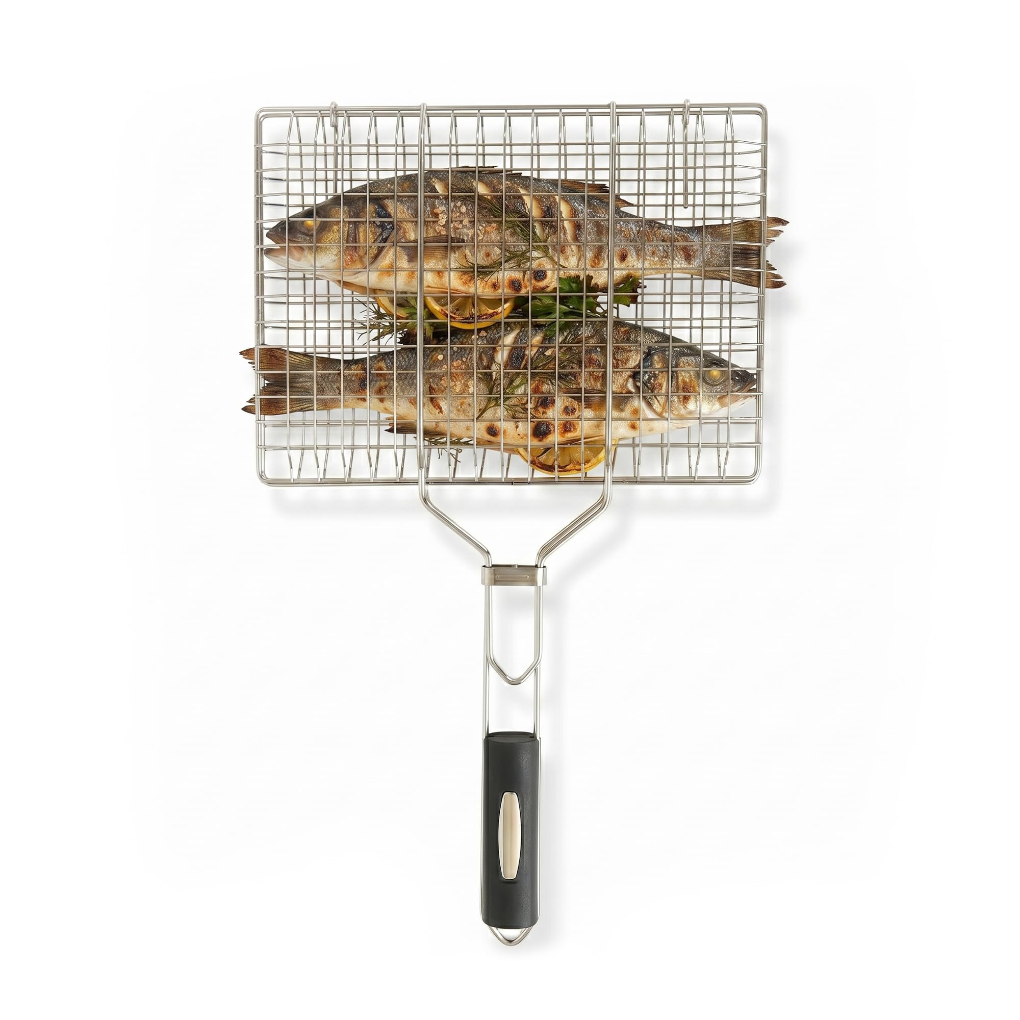 Amig - Grille Double pour Barbecue - 50 x 32 cm - Acier Inoxydable - Grille BBQ pour Viande et légumes - Mod. AM34