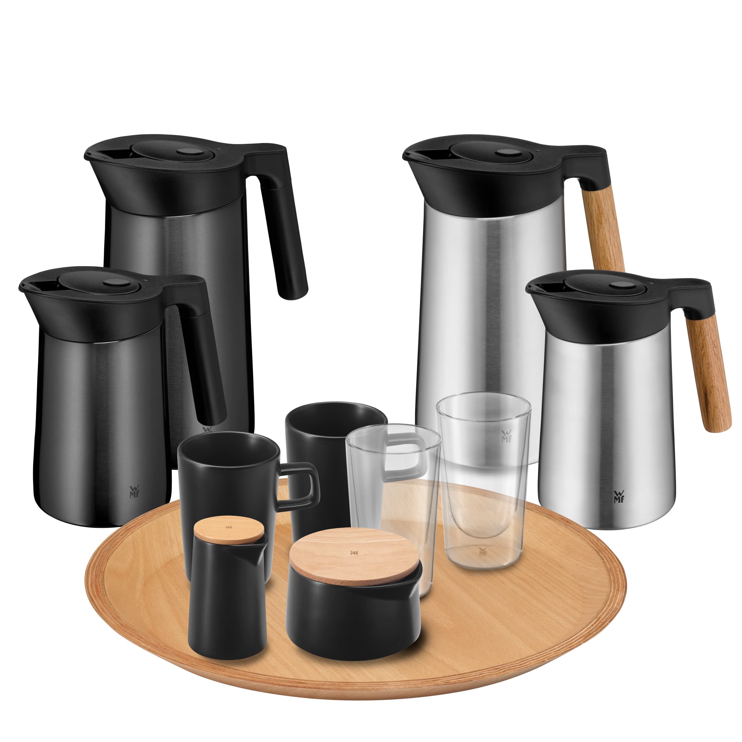 WMF Kineo doppelwandige Isolierkanne 1liter, Thermoskanne Edelstahl mit Klick-Verschluss, Kaffeekanne hält Getränke 12h warm & 24h kalt, matt