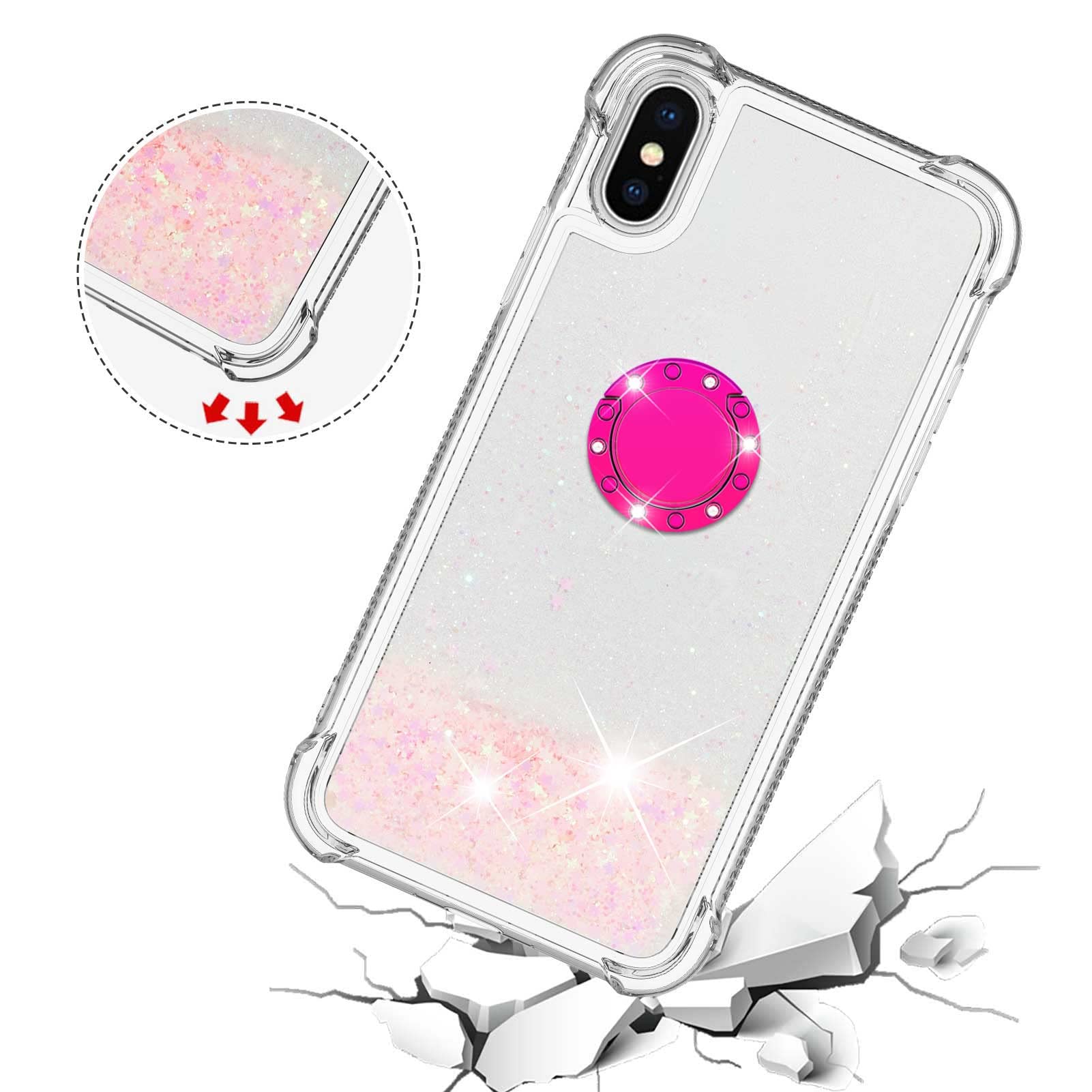 Transparent Liquid Case for Galaxy A03S 164 Ring Holder, Silicone Phone Case Glitter Floating Liquid Cover Slim Bumper Case Sparkly Back Case Resistant Hard Compatible with Samsung Galaxy A03S 164