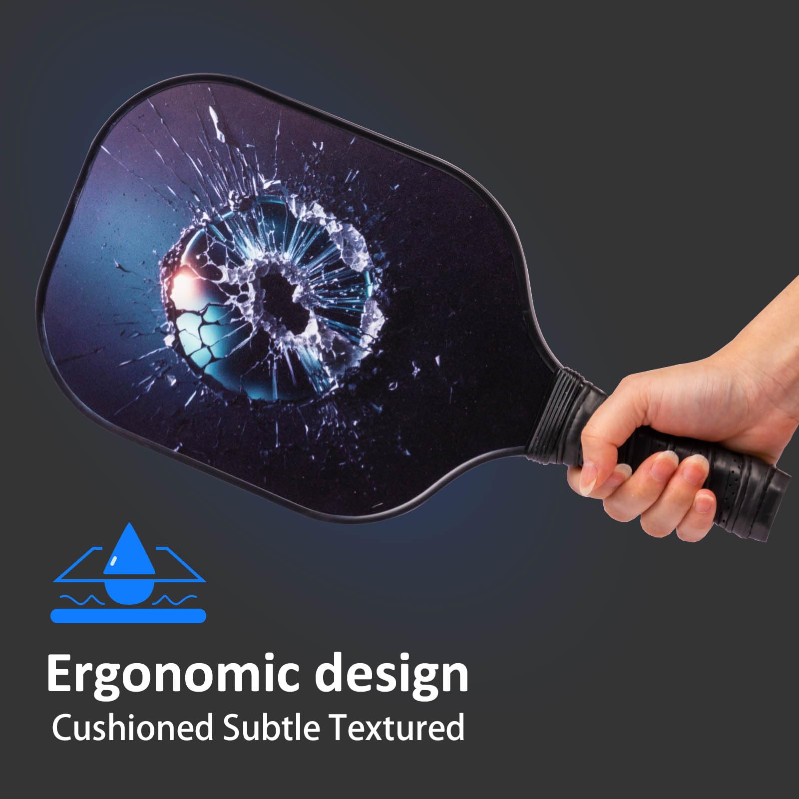 OHAHO Pickleball Paddles, Pickle Ball Set with 2 Rackets 4 Pickle Balls, Non-Slip Grip Fiberglass Surface Pickleball for Men Women (Black)