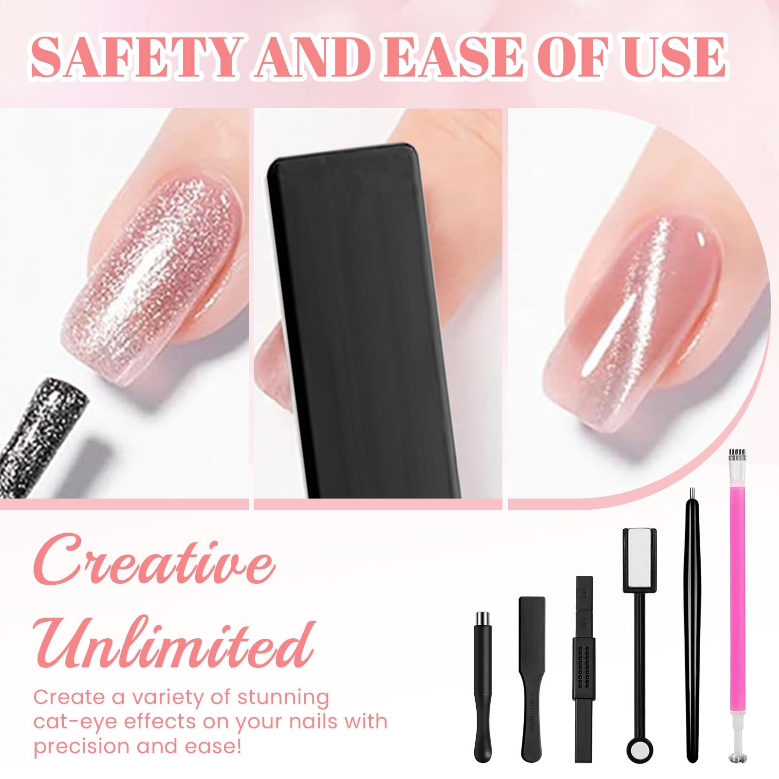YBCCBY 15Pcs Cat Eye Magnet, Strong Magnet Nail Art Pen Tool, 3D Magnetic Cat Eye Effect - Image 3