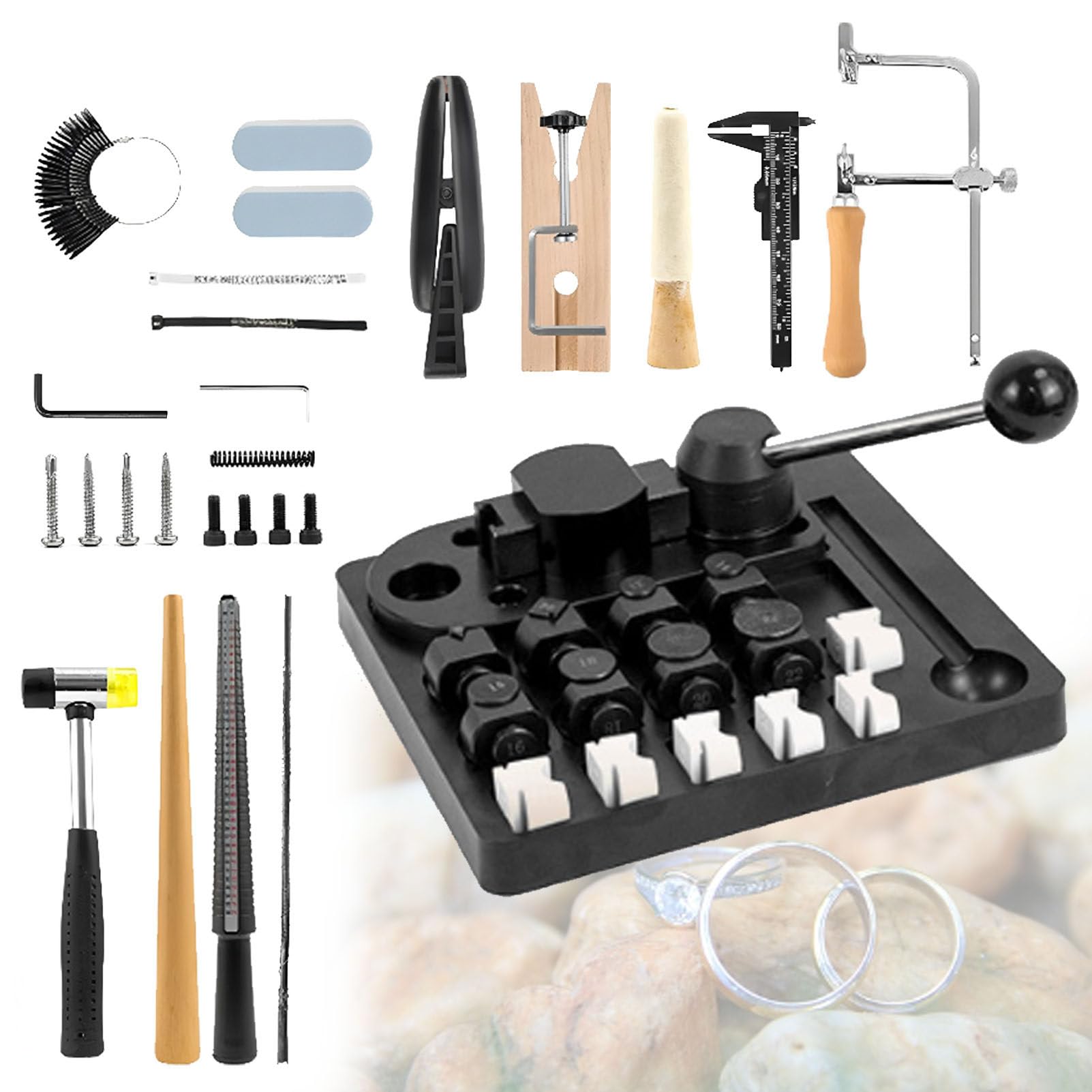 YXYLJOZ Ring Bending Tool Ring Bender, Earring Bending Machine Press Machine with Ring Holder and Nylon Dies, for Jewelry Making and Repair