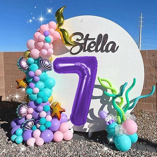 Miniatura 2 de Globos de helio de aluminio de Mylar de 40 pulgadas de tamaño extra grande con el número 7 para fiestas de cumpleaños, decoraciones de celebración
