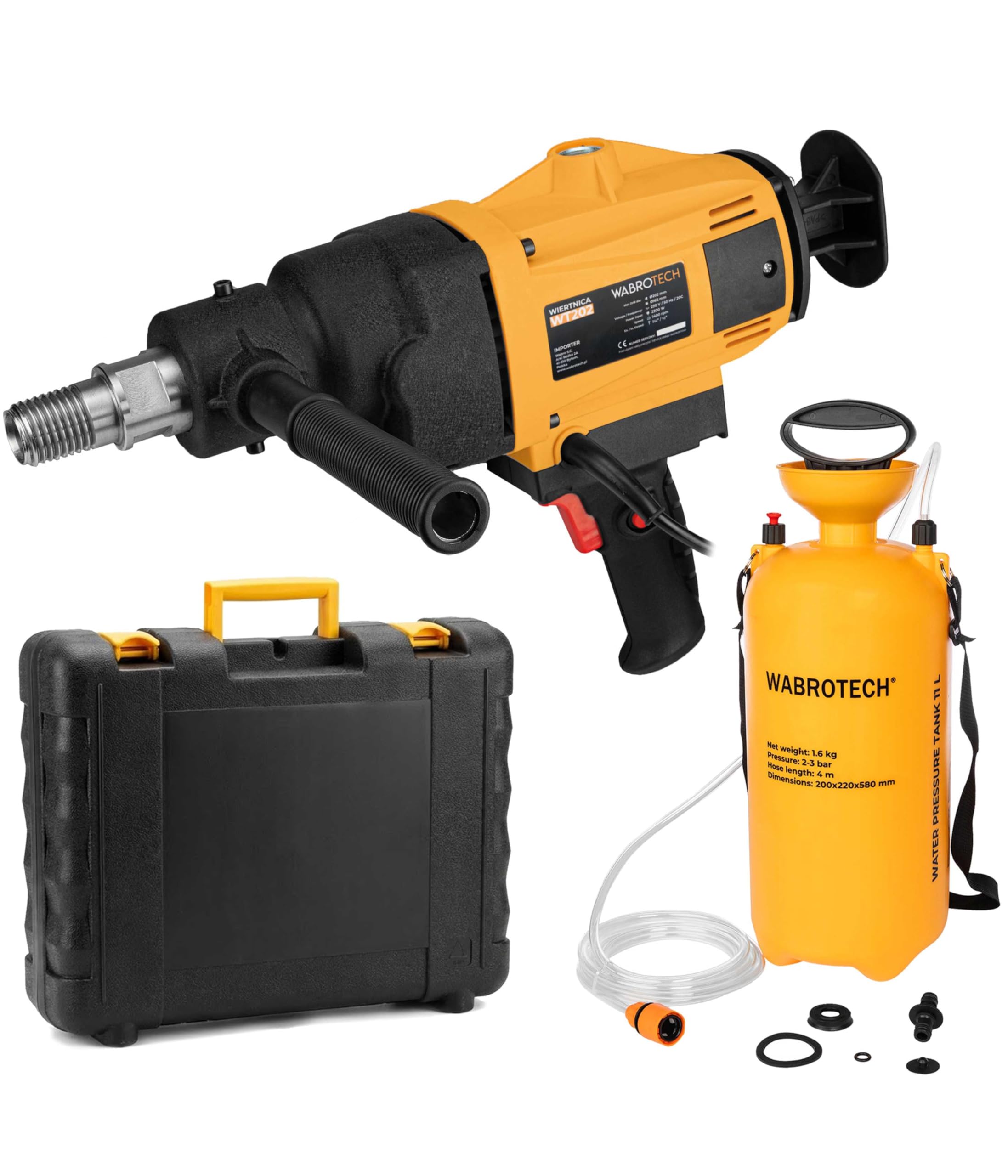 Carotatrice Manuale 2300 W su Supporto per Carotatricee Inclinabile - Caarotatrice Diamantata con PRCD - Carotatrice a Mani Libere 1400 Giri/min per Carotaggio a Umido e a Secco Ø 22-202 mm
