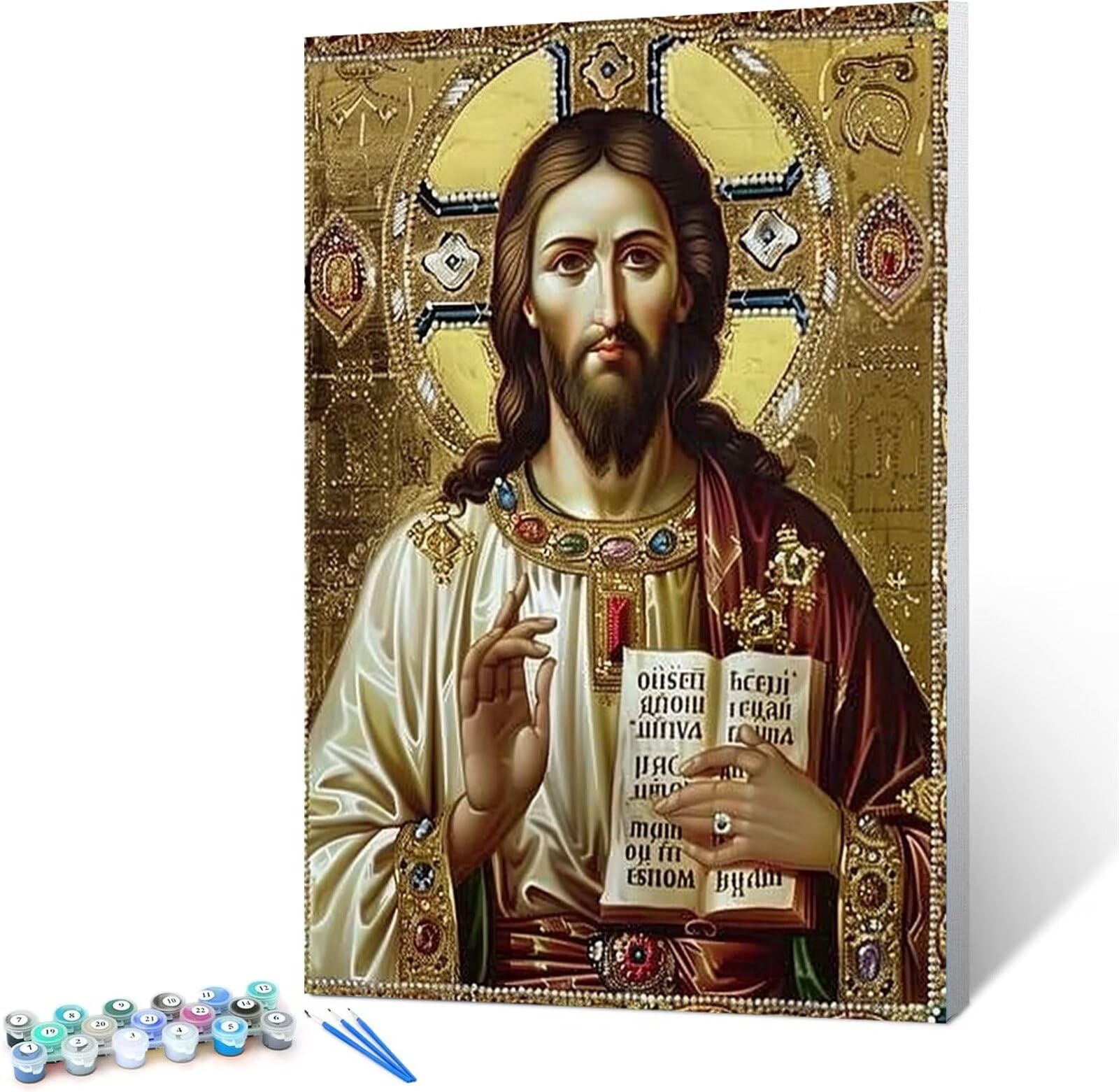 Peepezo Malen nach Zahlen Kinder Christus, Schmuck Geschenke für Mädchen Junge, Bastelset Kinder, Malen nach Zahlen | Malen nach Zahlen, Bastelset Mädchen 60x80cm (mit Rahmen)