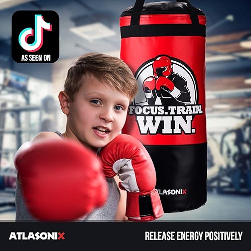 Miniatura 2 de Saco de boxeo colgante para niños para techo pared 2 pies sin rellenar estilo profesional para jóvenes entrenamiento en artes marciales boxeo karate