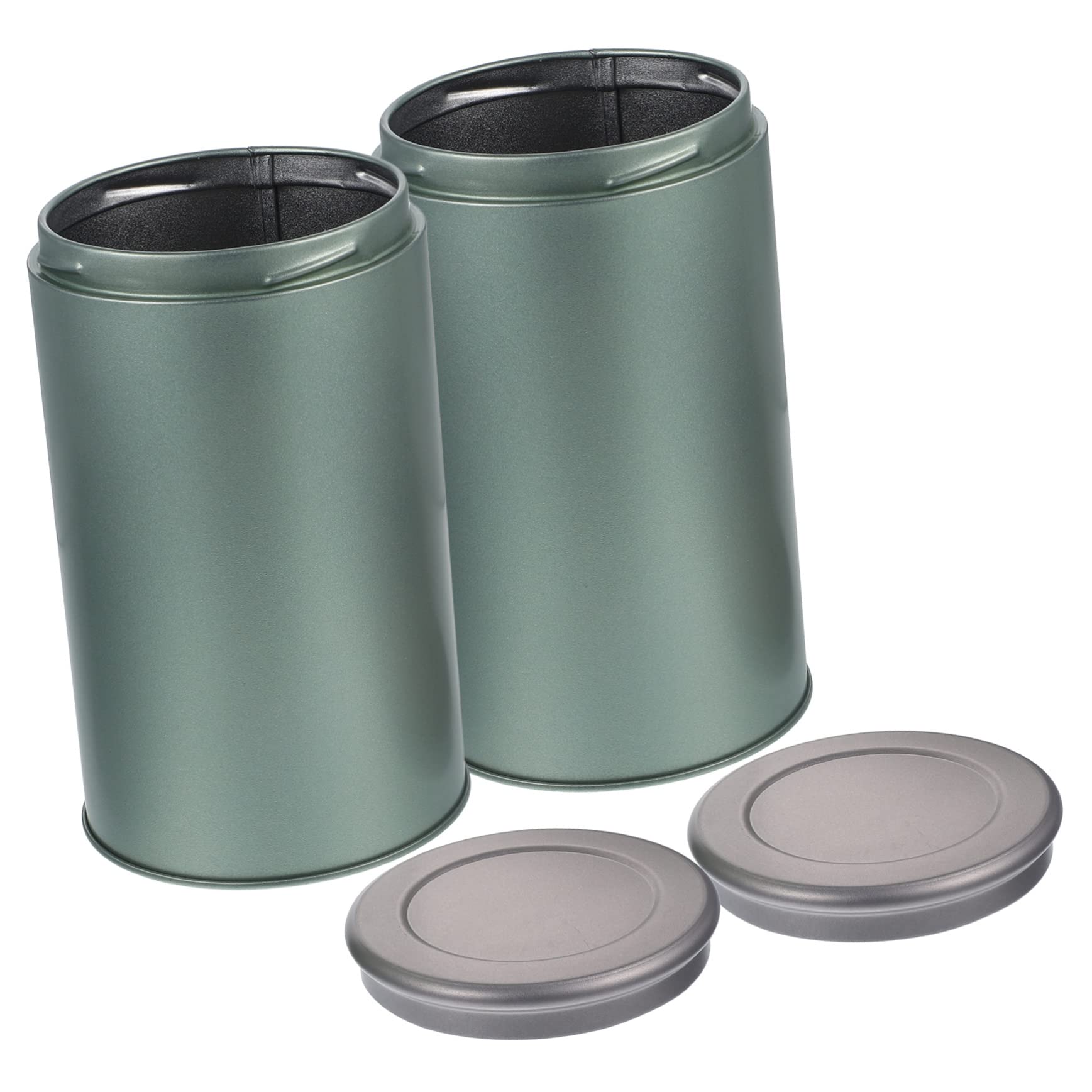 XYIANG 2pcs Tinplate Tea Airtight Tea Tins Coffee Tin Canister Airtight Food Storage Food Containers with Lids Spices Jar Tin Cans with Lids Salt Bottles Organizer Metal (Green 9X9X15.5CM)