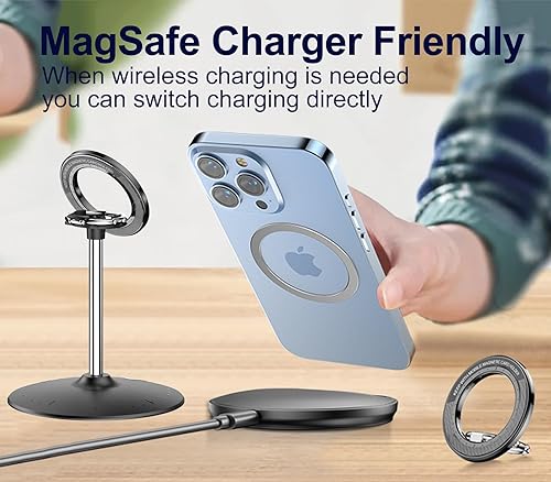 Miniatura 6 de Soporte magnético para teléfono de escritorio, 2 en 1, fuerte soporte magnético para anillo de teléfono, compatible con iPhone 15 14 13 12 Series,