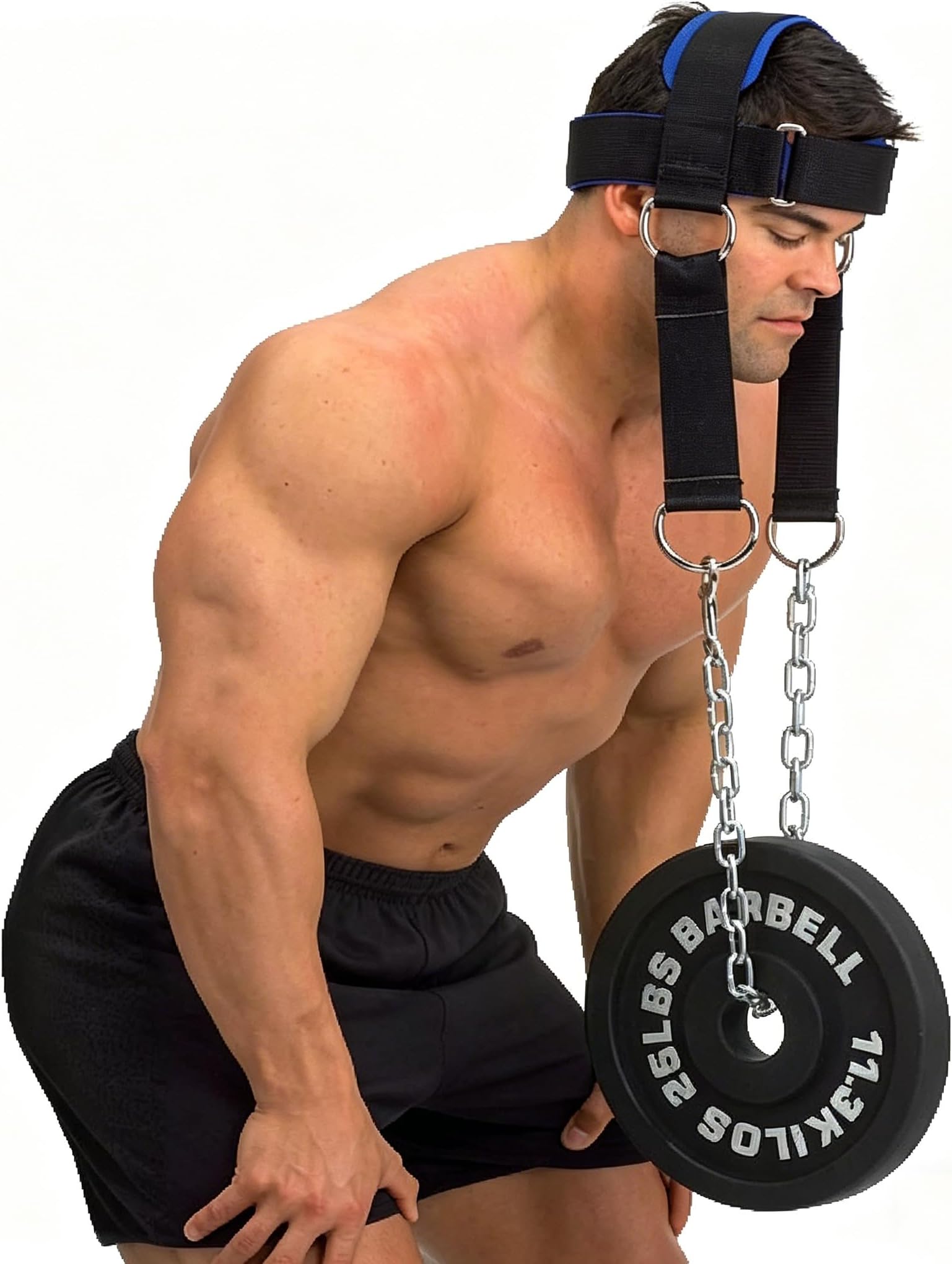 Visaman Fitness Neck Head Harness Neck Training Weight Lifting Strength Trainer With Adjustable Long Steel Chain and Strap Improve Muscle Strength Neck Exerciser
