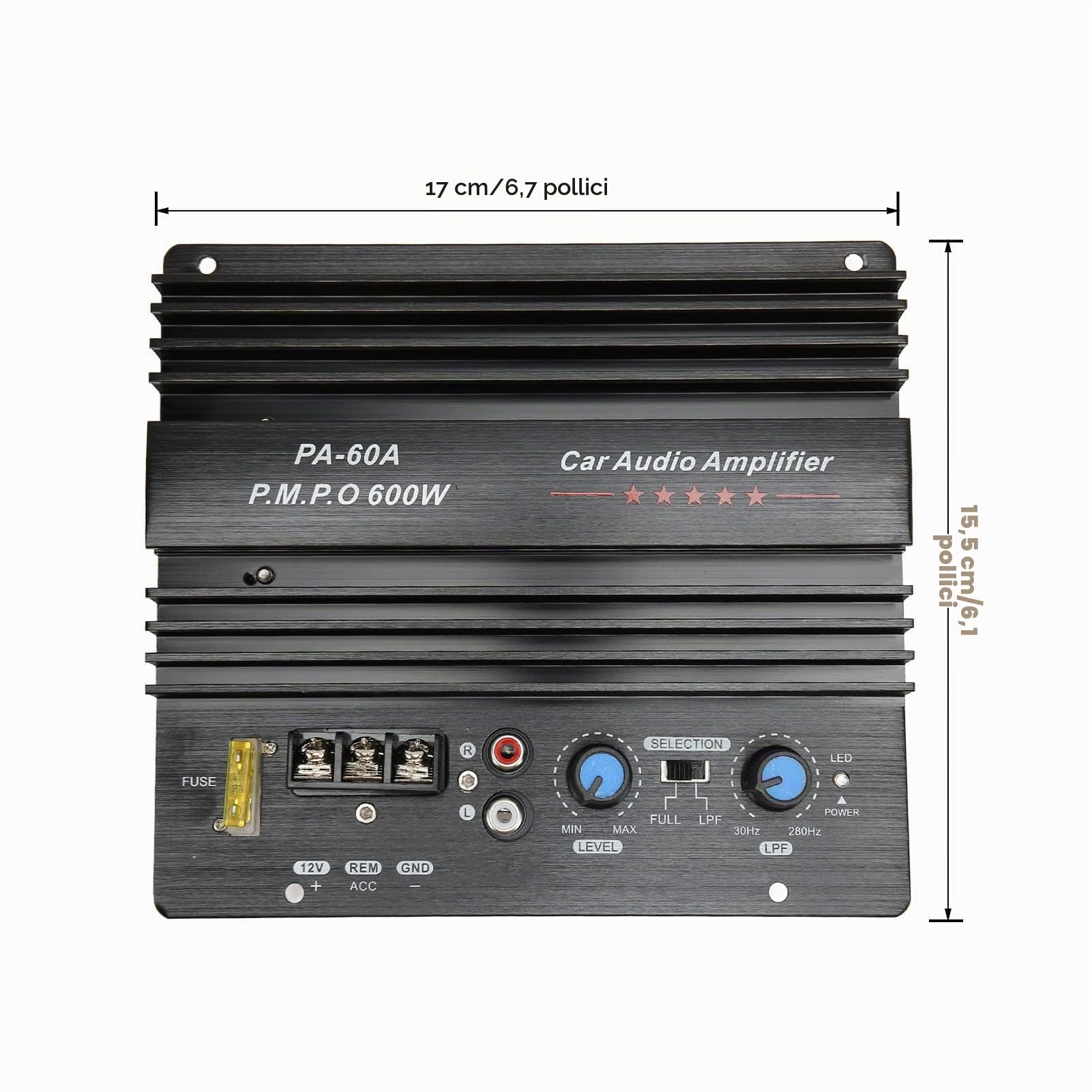 Ejoyous Subwoofer per Auto 12V, 600W Amplificatore Subwoofer Scheda Amplificatore Subwoofer per Auto Amplificatore di Potenza Amplificatore Ad Alte Prestazioni Scheda Amplificatore
