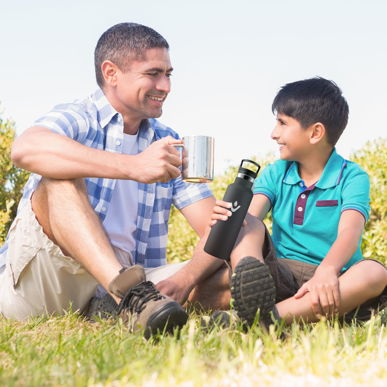 Borraccia Acciaio Inox 500ml, Bottiglia Acqua con Cannuccia, Riutilizzabile, senza BPA, a prova di perdite, Termos per Scuola, Campeggio