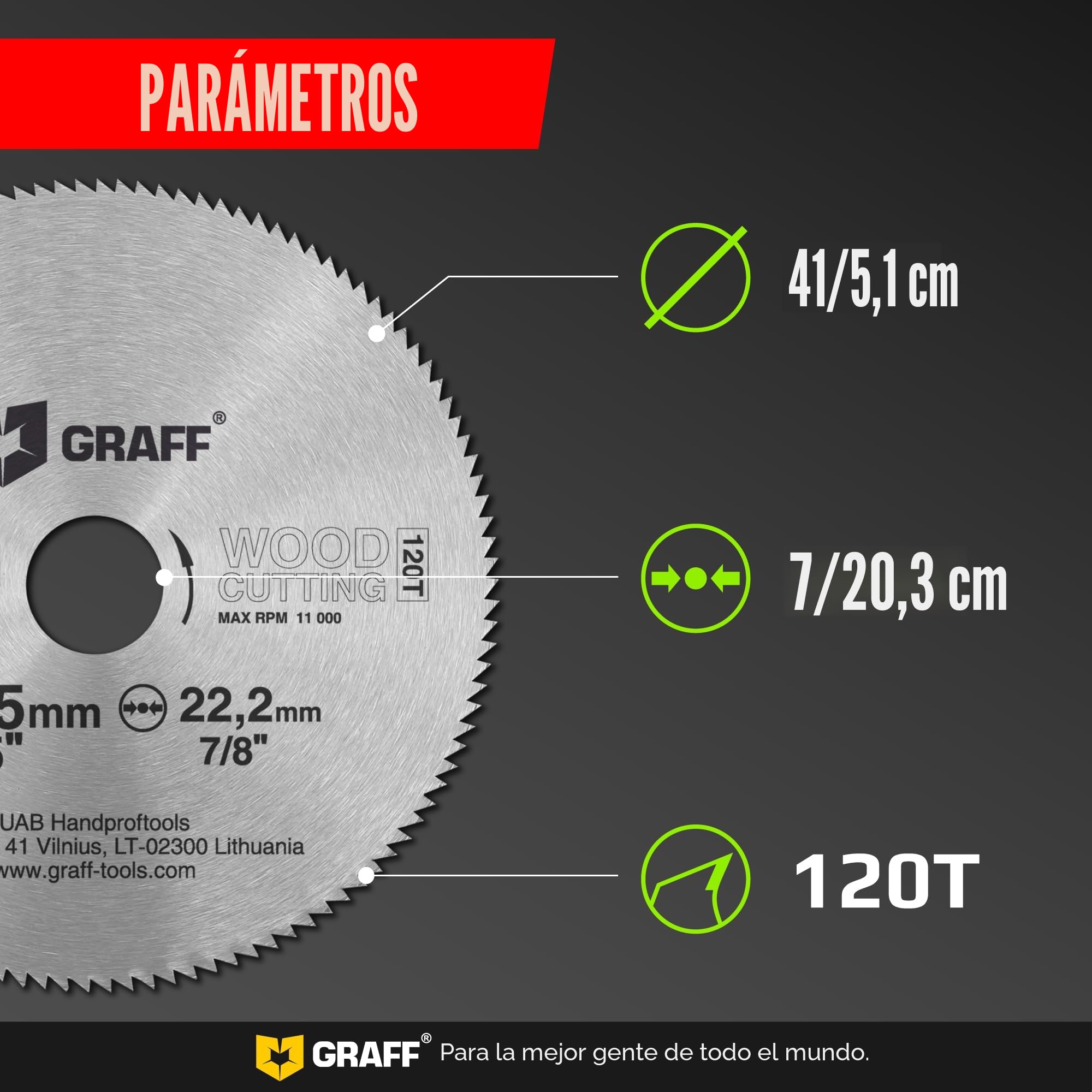 GRAFF Hoja de Sierra Profesional - Hoja de Sierra Circular de 115 mm para Madera, Madera Contrachapada, Plástico, Laminado, Paneles de yeso - Disco Sierra Circular Superfino de 2 mm