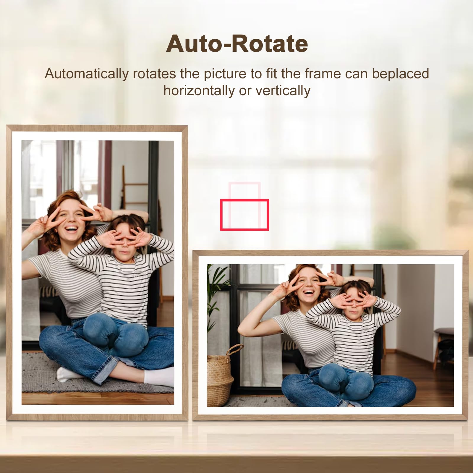 Frameo Digitaler Bilderrahmen 15,6 Zoll WLAN,1920x1080 FHD IPS Touchscreen Smart Fotorahmen Groß mit 32GB WALN Fernfreigabe von Fotos und Videos mit Kalender Wetter Musik