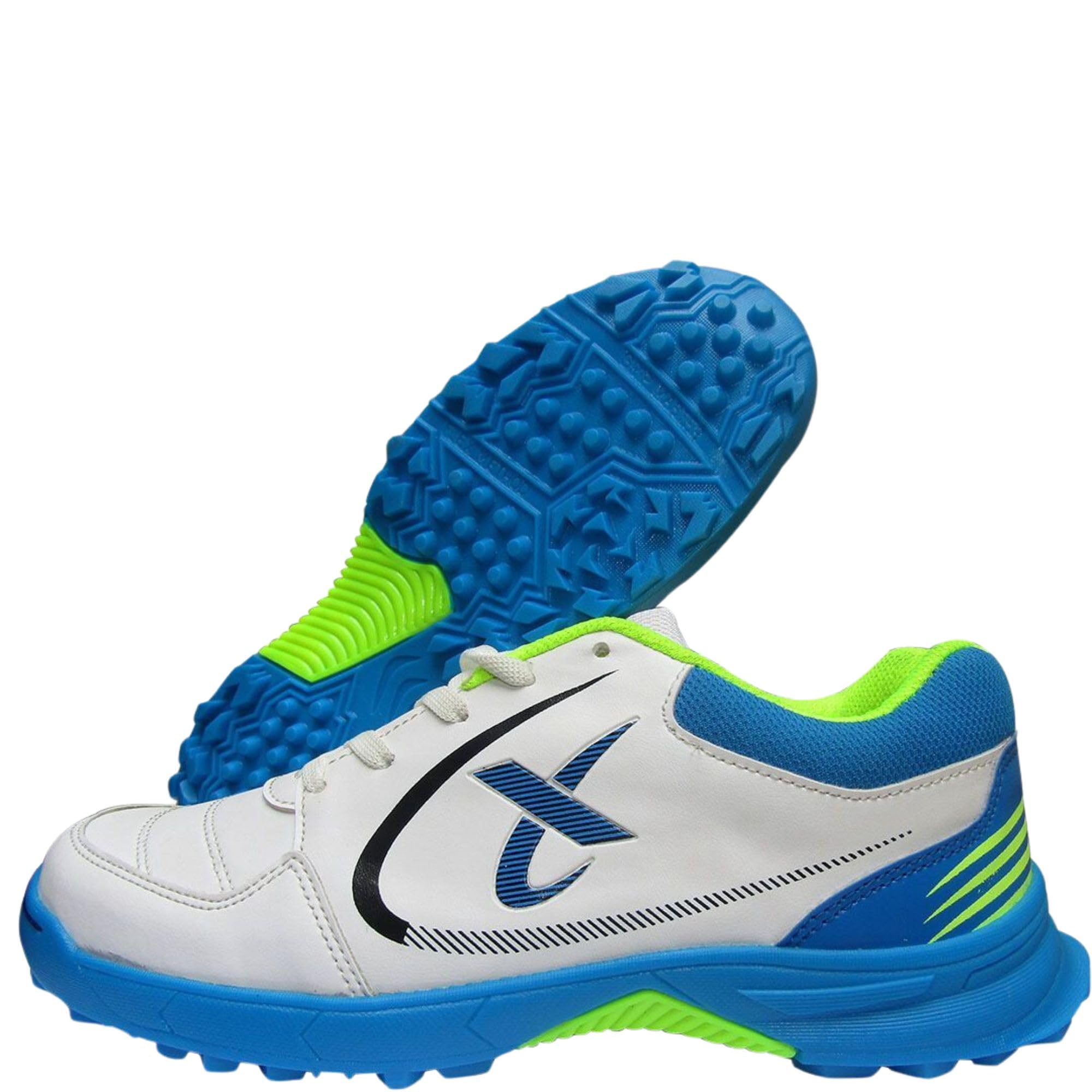 THRAX Power Boost Cricket Stud Shoes White Sky Blue Neon Green Color-image-32