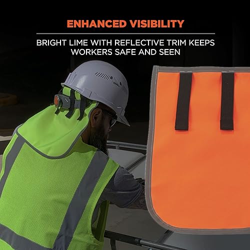 Miniatura 9 de Ergodyne - 29063 GloWear 8006 - Sombra de cuello para casco de alta visibilidad con ribete reflectante, color lima, 1 unidad (paquete de 1)