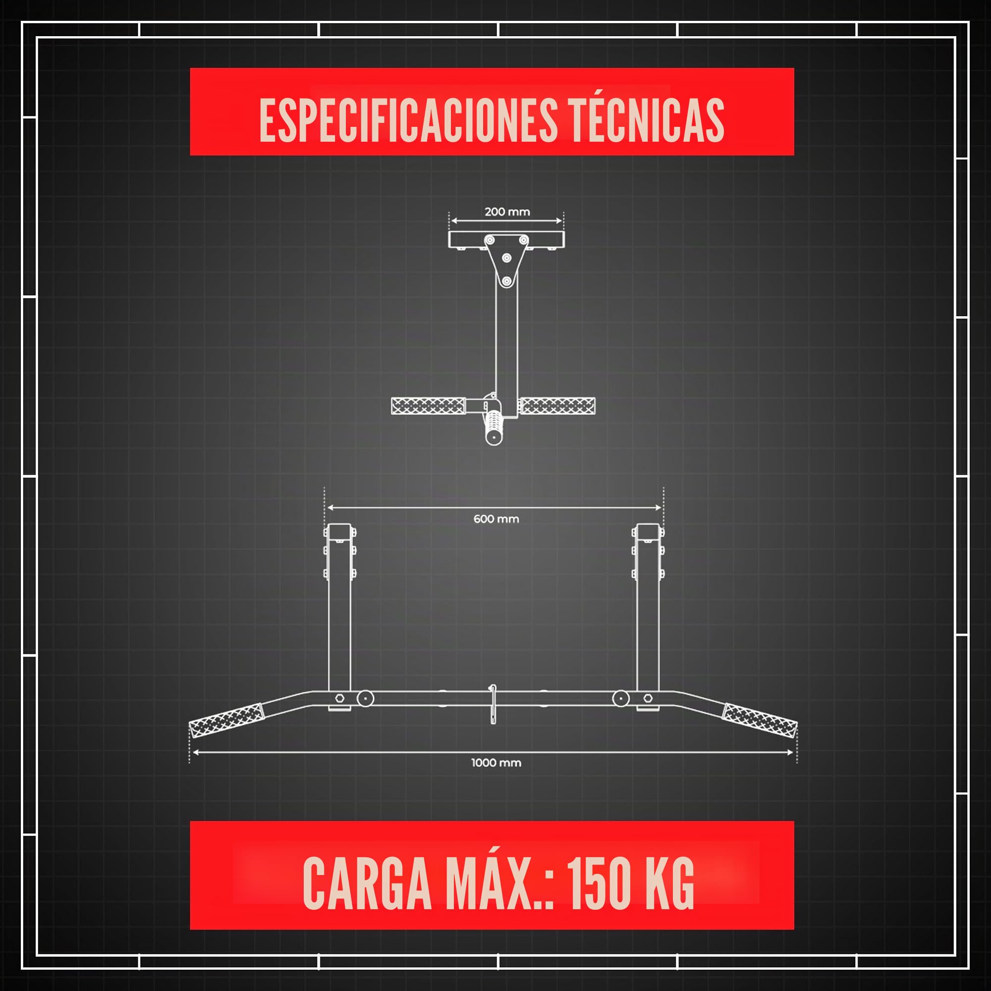 K-Sport: Barra de Dominadas Para Montaje en Techo I Estación de Fuerza con Barra de Dominadas y 3 Asas Diferentes