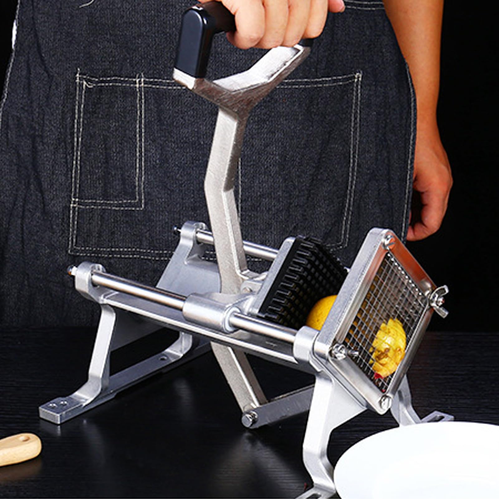 Focket Cortador de Patatas Fritas, Manual Comercial de Acero Inoxidable con Base de Succión Antideslizante, Cortador de Patatas con Extendido, de Verduras para, Verduras, Frutas, Cebollas, Manzanas
