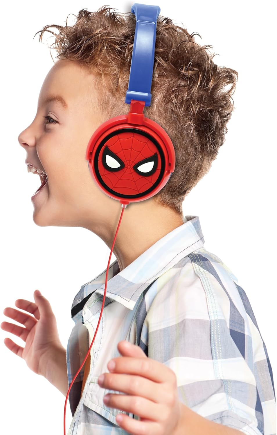 LEXIBOOK, Spider-Man, Stereo Headphones, Kids Safe Volume, Foldable and Adjustable, red/Blue, HP010SP