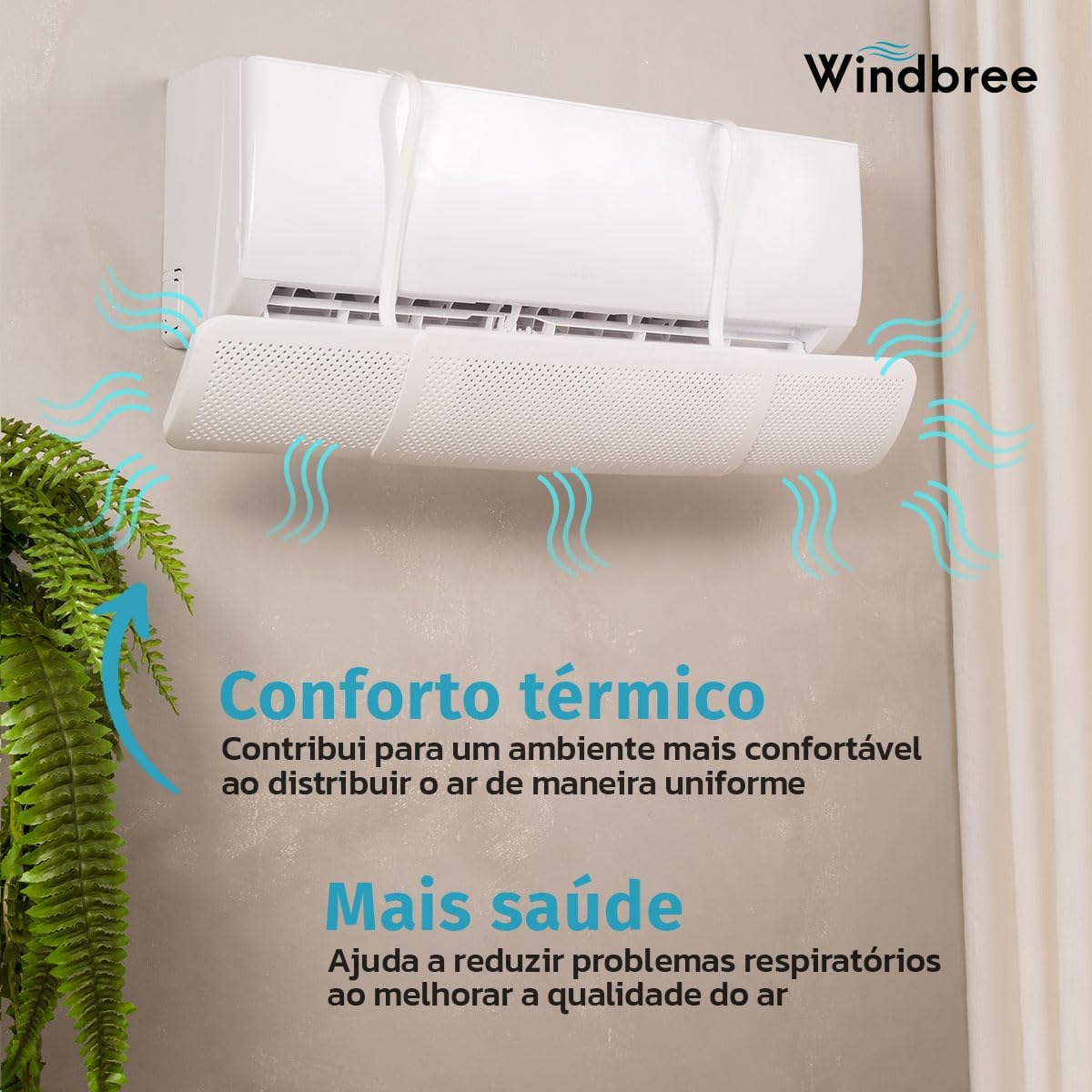 WINDBREE Defletor de Ar Condicionado Split até 90cm Universal Instale Você Mesmo