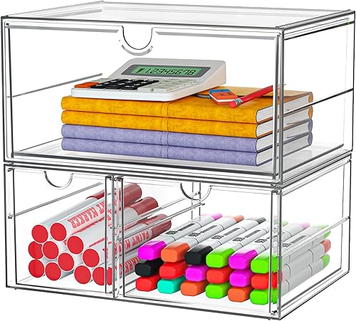 Organizador de maquillaje con 3 cajones, organizador acrílico, organizadores de escritorio y accesorios, cajones de almacenamiento a prueba de polvo