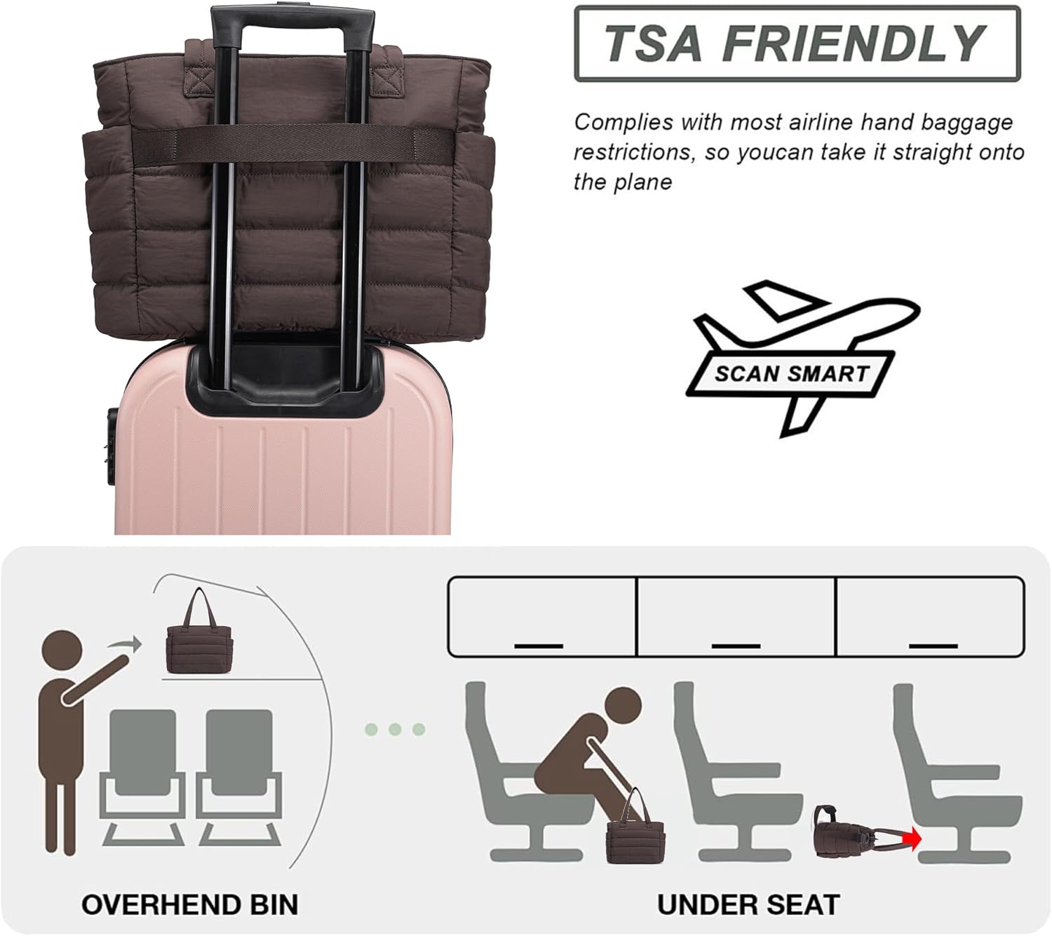 AOCINA Puffer Tote Bag for Women Work Nurse Bags Laptop Purse Lightweight Quilted Crossbody Shoulder Handbags Travel School - Image 7