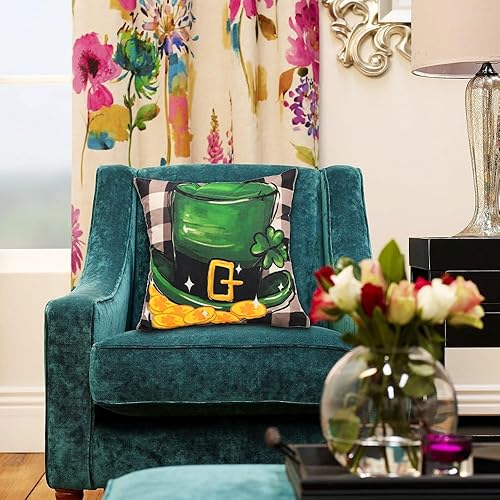Miniatura 7 de Fundas de almohada del Día de San Patricio de 18 x 18 pulgadas, fundas de almohada para decoración de sofá y decoración de sofá, diseño de búfalo