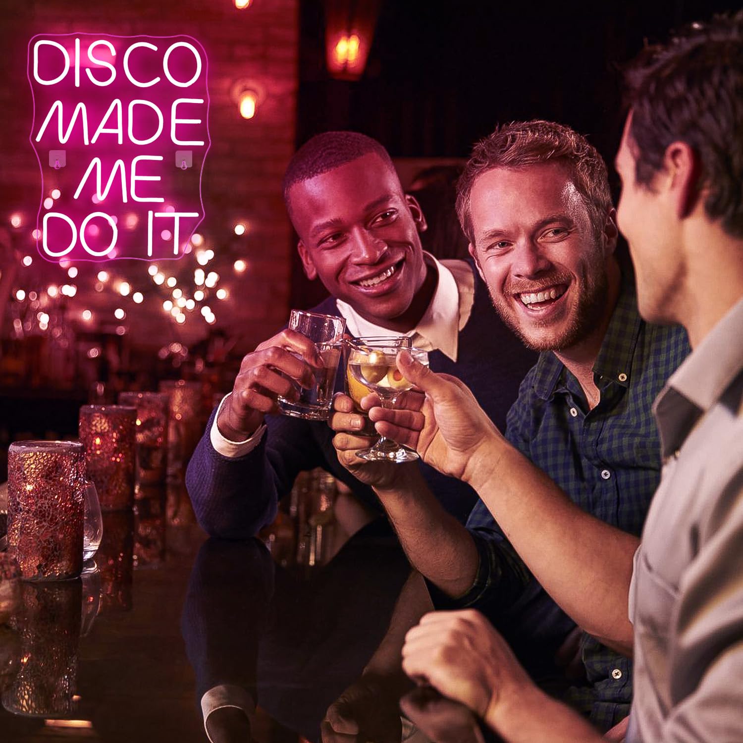 Looklight DISCO MADE ME DO IT Neonschild, rosa LED-Neonschilder, Buchstaben Schild Neonlicht Disco-Neonlichtschild für Hochzeit, Geburtstag, Party, Schlafzimmer, Bar, Club, Bar-Neonschilder