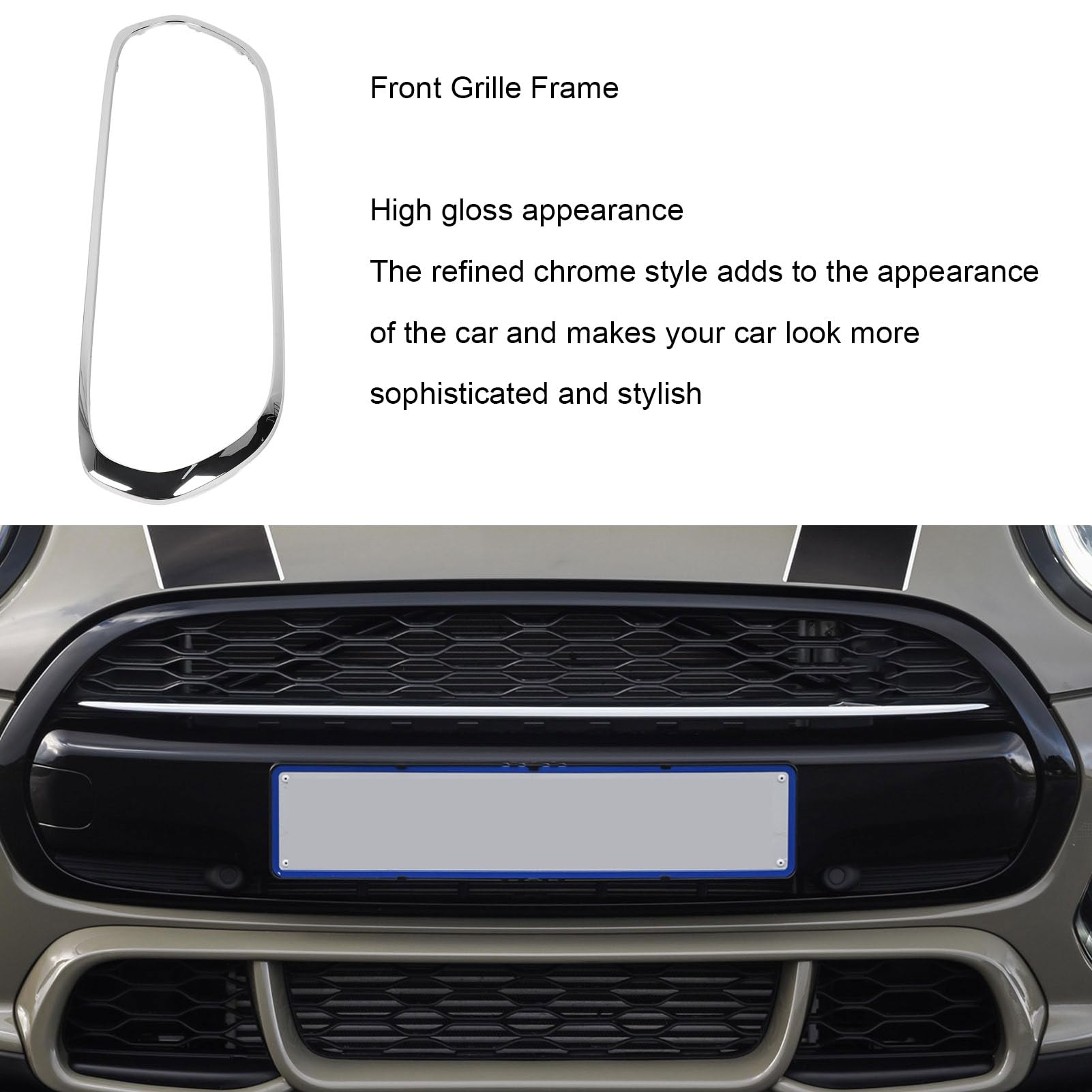 Yosoo Health Gear Cadre de Calandre Avant en ABS chromé de Remplacement 51137449207 51137300589, Facile à Installer, Résistant aux Rayures pour F55 F56 F57 Hatchback Convertible