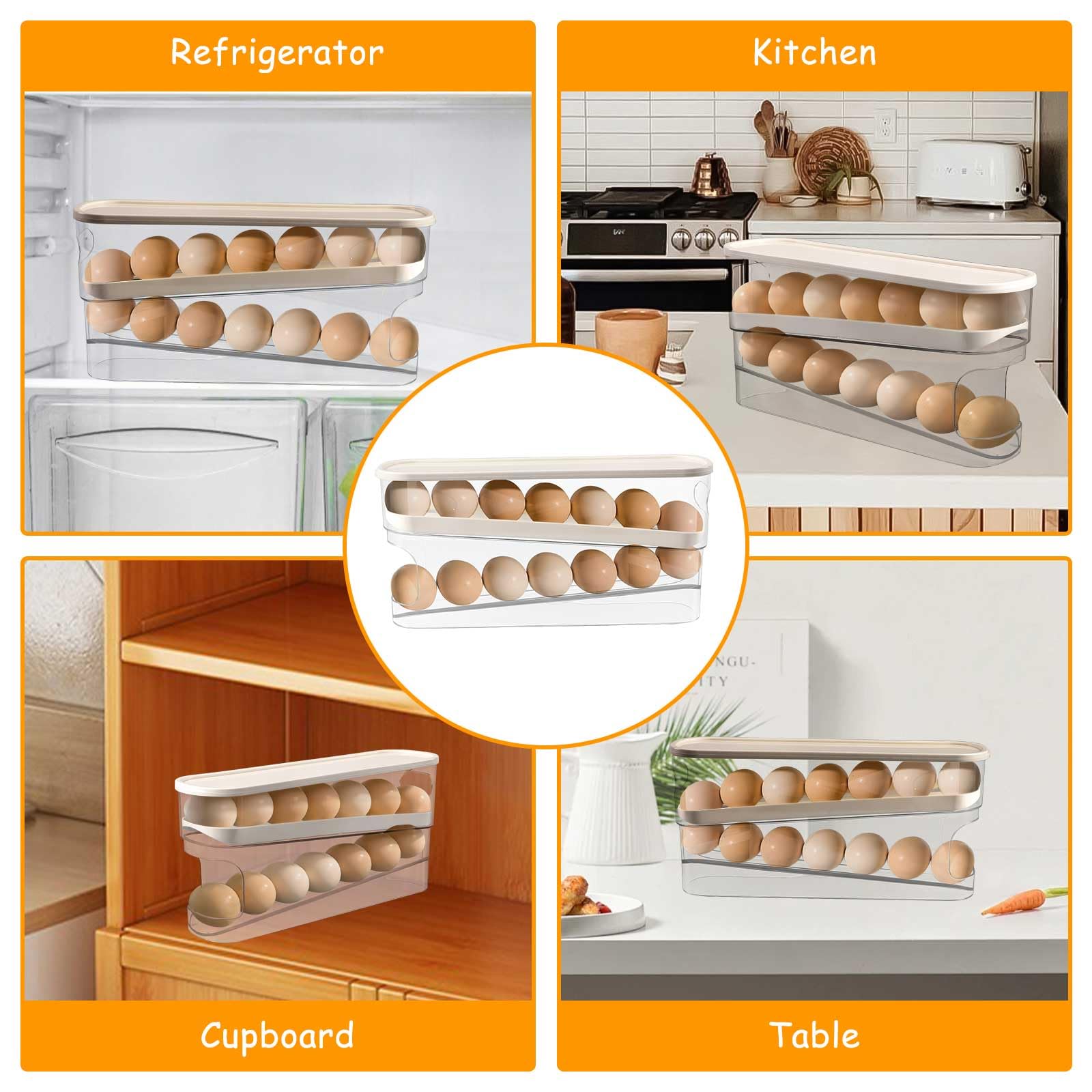 Gachiwar Eierspender Für Kühlschrank 2er Pack - Automatisches Rollsystem Für 24 Eier