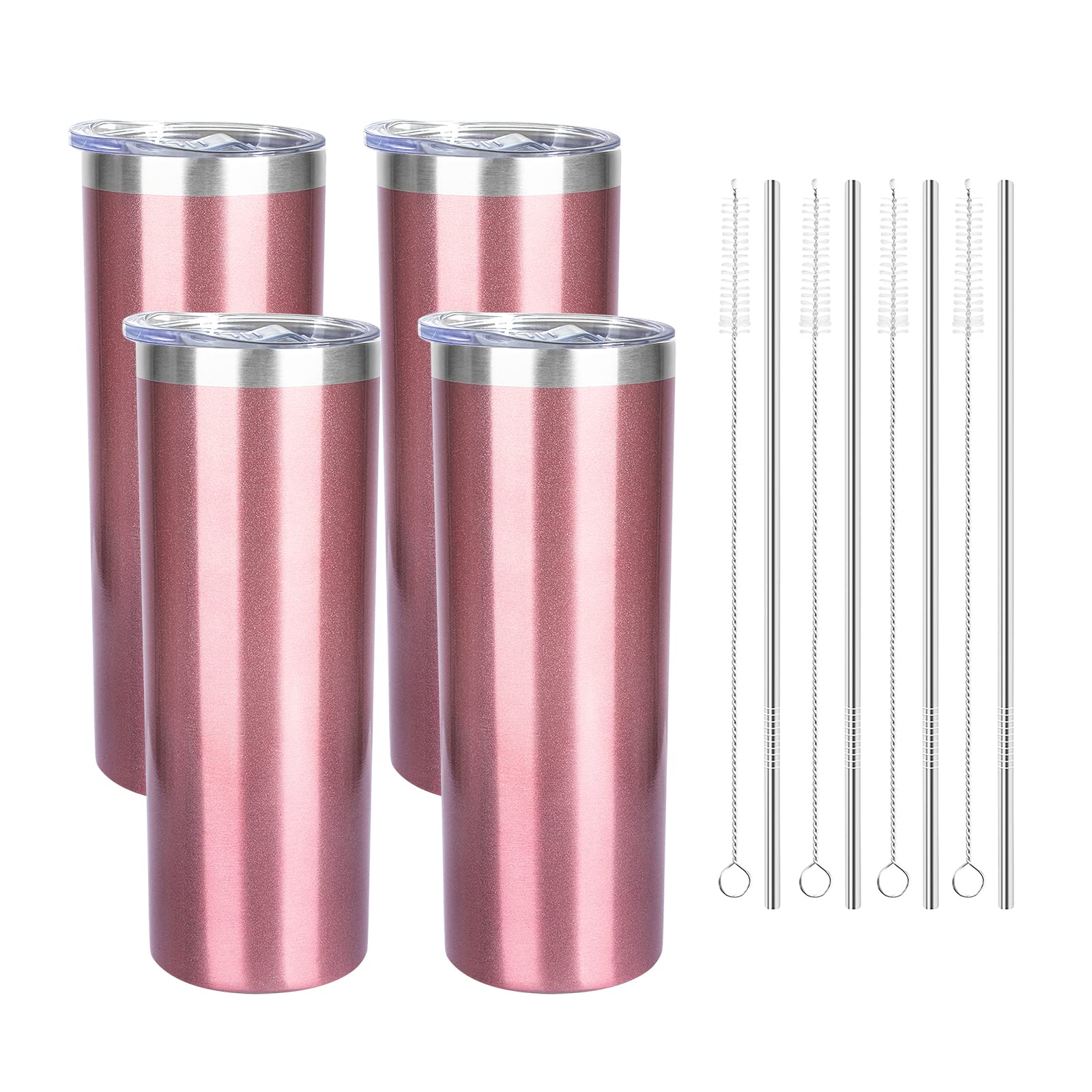 FristChoice 20 oz Skinny Tumblers with Lid and Straw,Stainless Steel Vacuum Insulated Tumbler Cup Double Wall Travel Coffee Mug, Thermal Water Tumbler