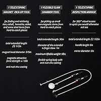 Vista 7 de NoCry Juego de herramientas magnéticas telescópicas premium — Incluye una herramienta de agarre con garra flexible de 36 pulgadas, un imán en un