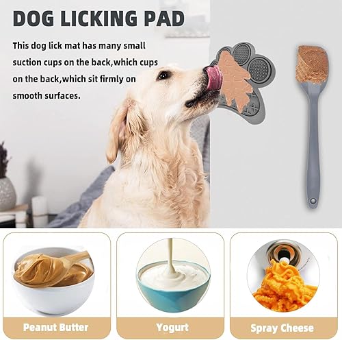 Miniatura 10 de Tapete para lamer perros y gatos, tapete de comida para perros con ventosas, tapete de alimentación lenta y diseño antideslizante, reductor de