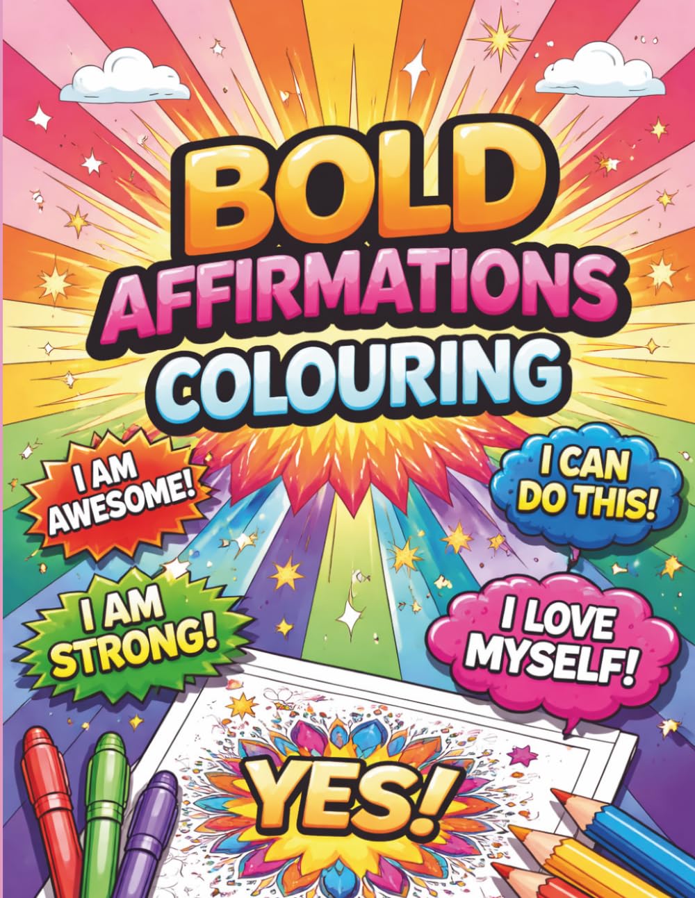 Bold Affirmations Colouring: 74 Single-Sided Pages in 8.5x11in format